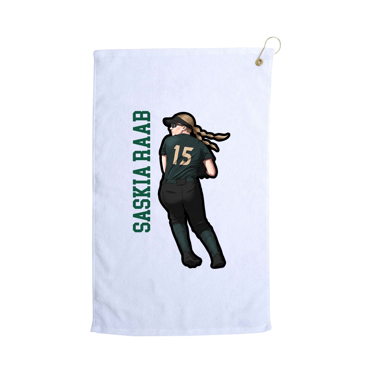 Golf Towel — Name Vertical in White