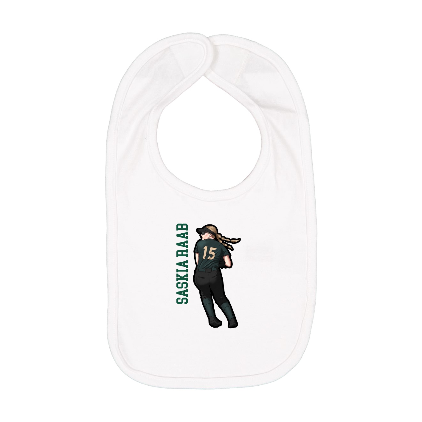Infant Bib — Name Vertical in White