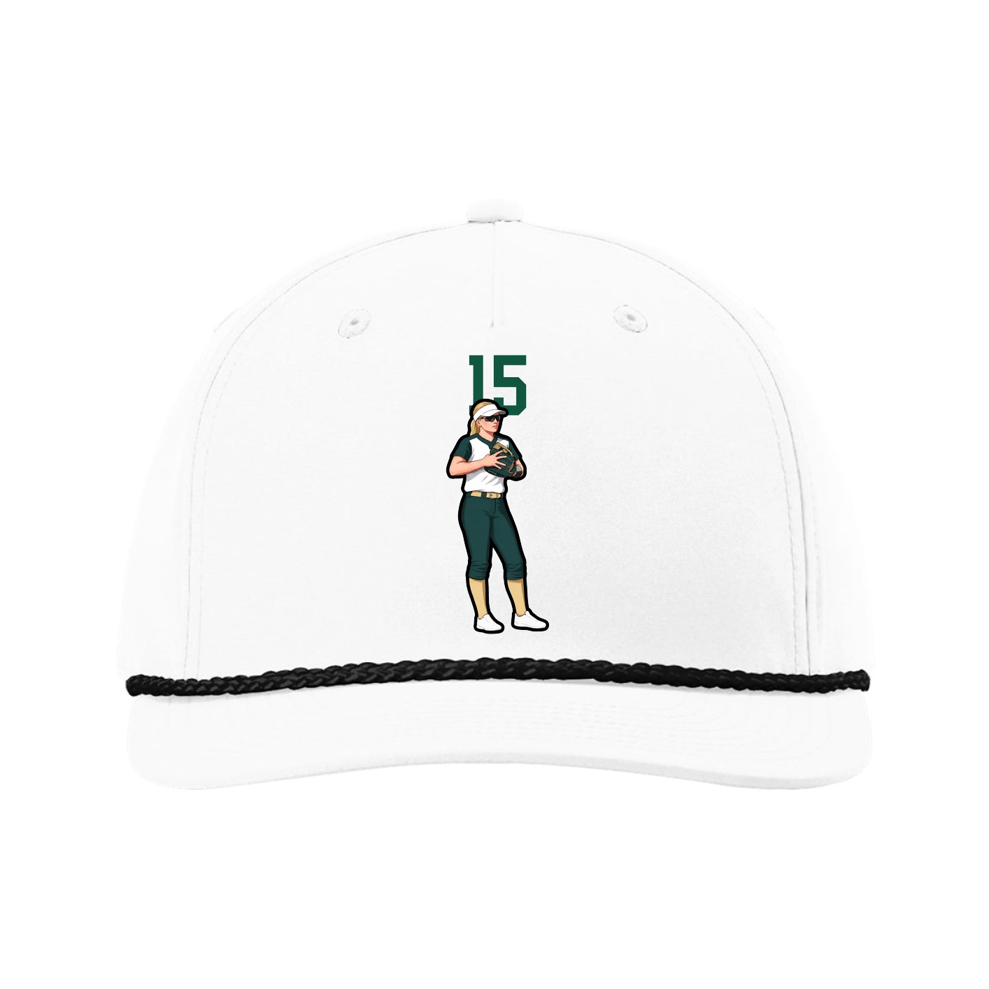 Five-Panel Classic Rope Cap — Number Top in White