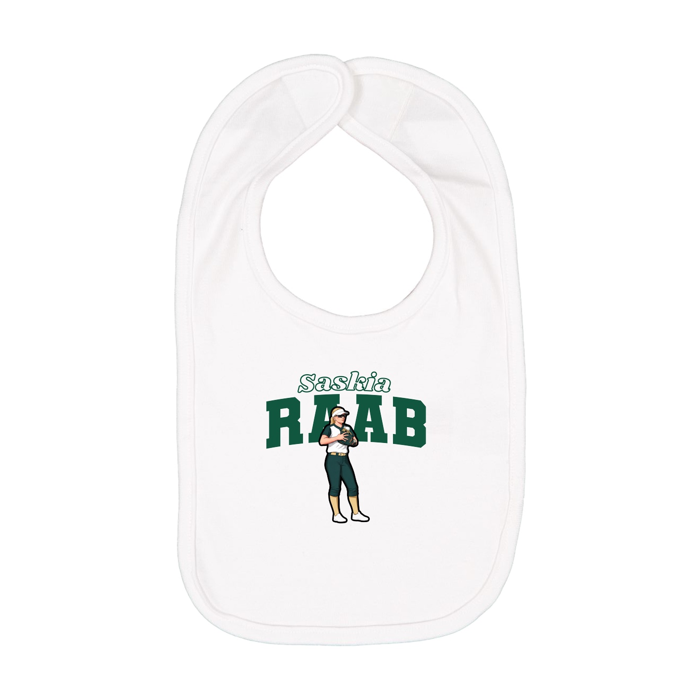 Infant Bib — Name Arch in White