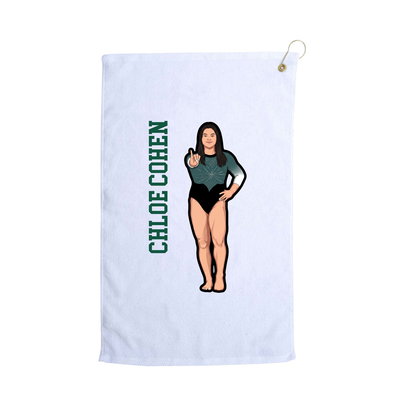 Golf Towel — Name Vertical in White