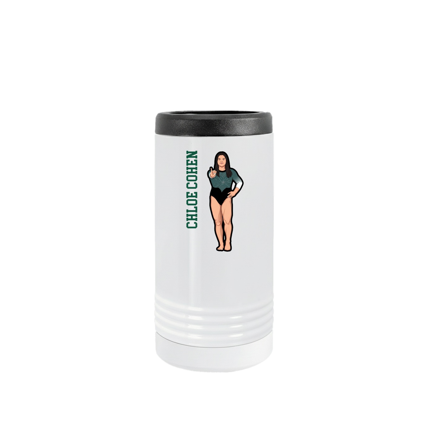 Slim Beverage Holder — Name Vertical in White
