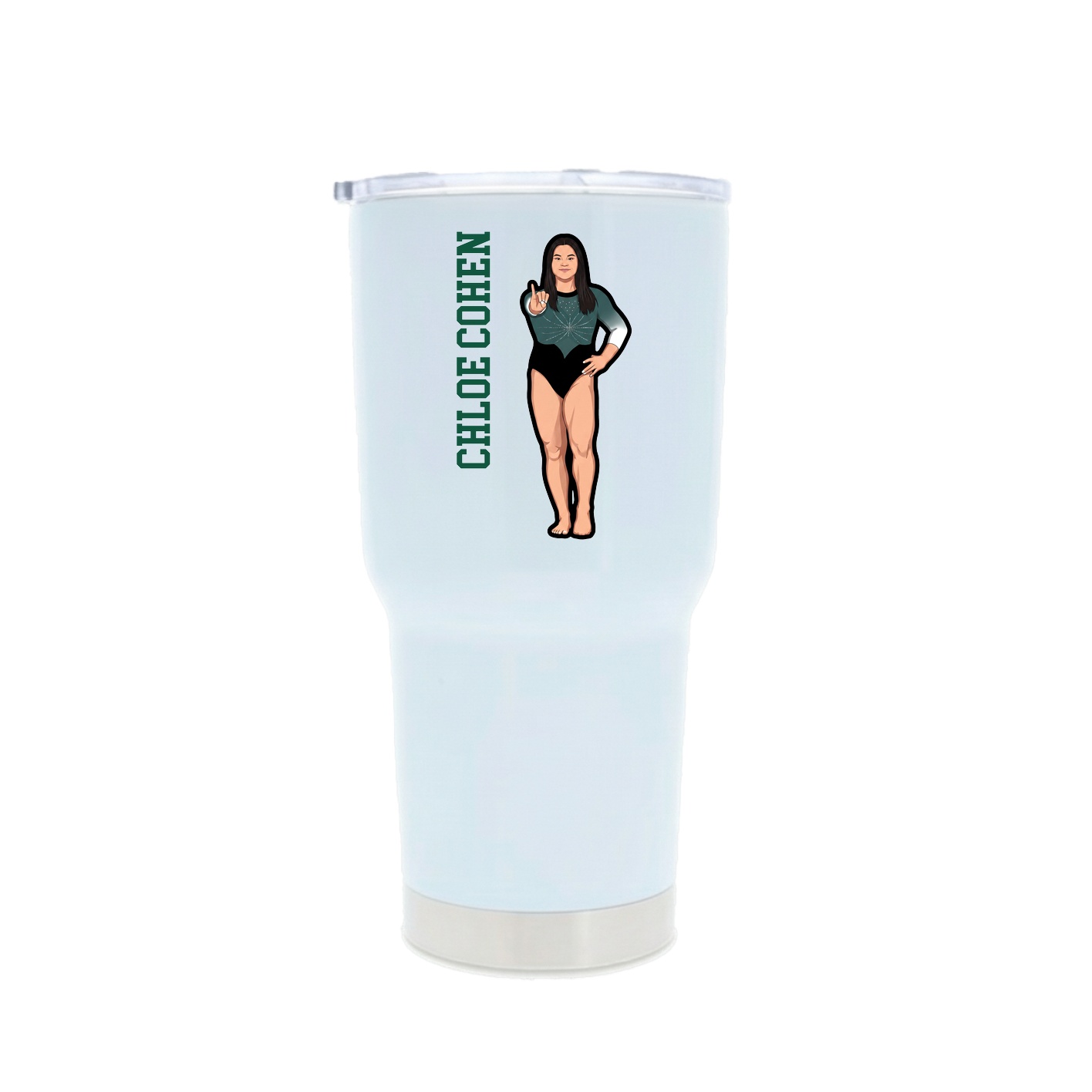 30oz Stainless Steel Tumbler — Name Vertical in White