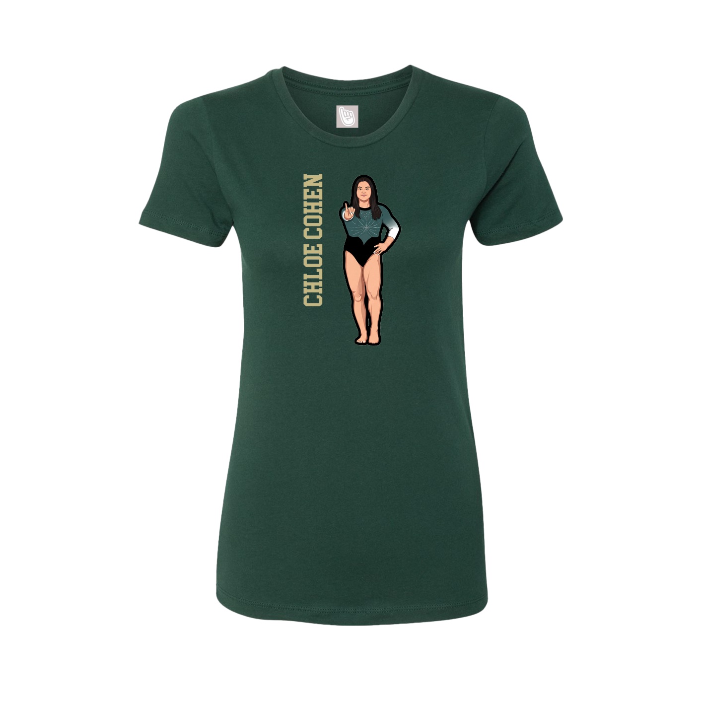 Fitted Women's Tee — Name Vertical in Green