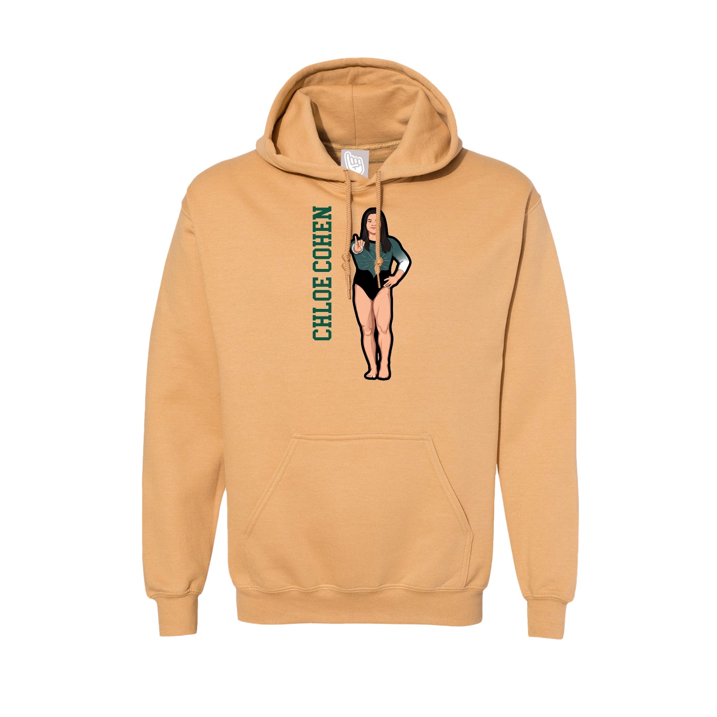 Hoodie — Name Vertical in Vegas Gold
