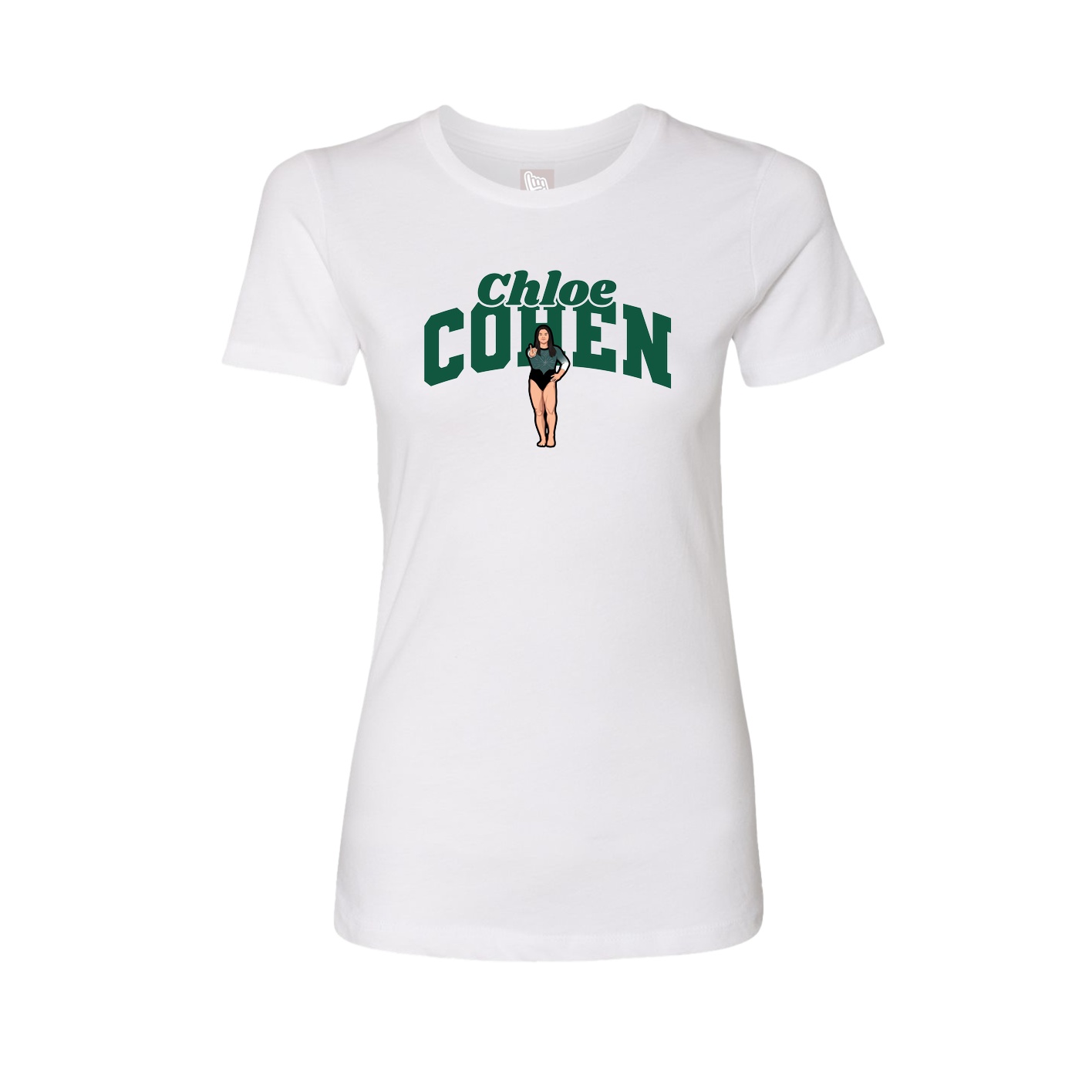 Fitted Women's Tee — Signature Arch in White