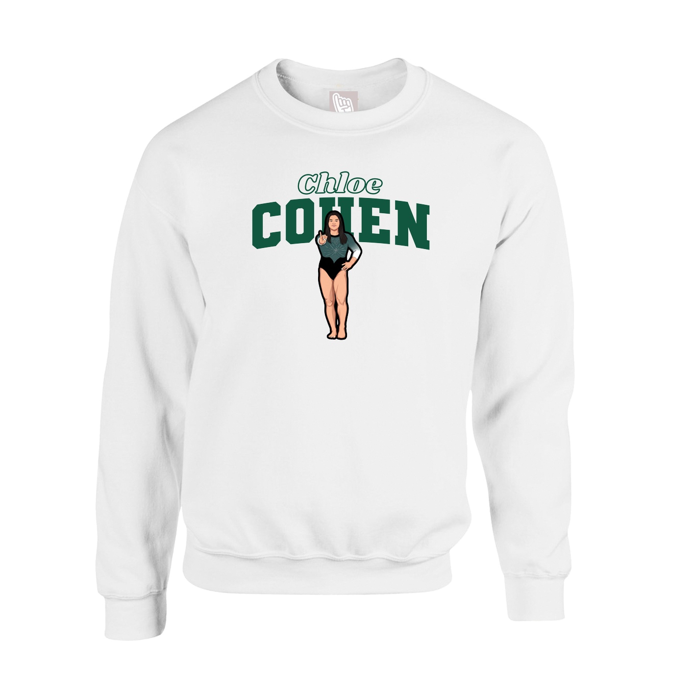 Fleece Crew — Name Arch in White