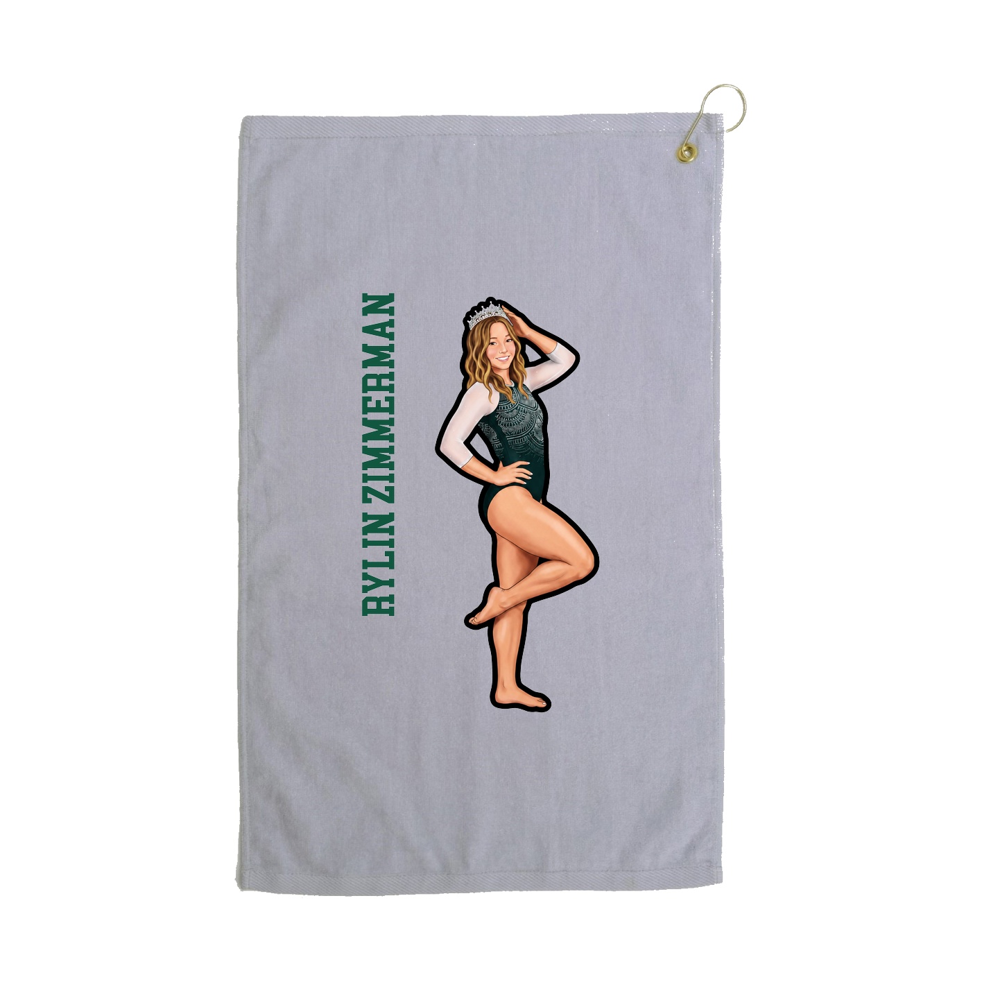 Golf Towel — Name Vertical in Grey