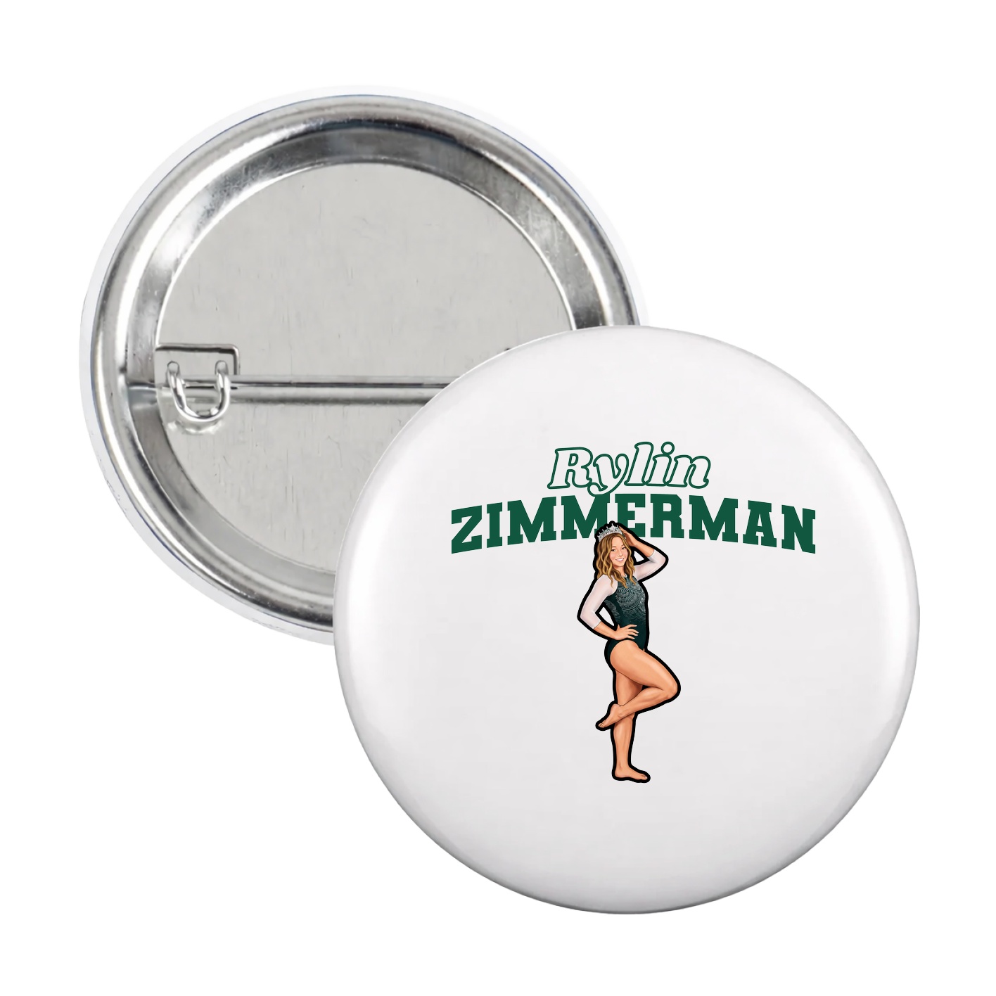 Game Day Button — Name Arch in White