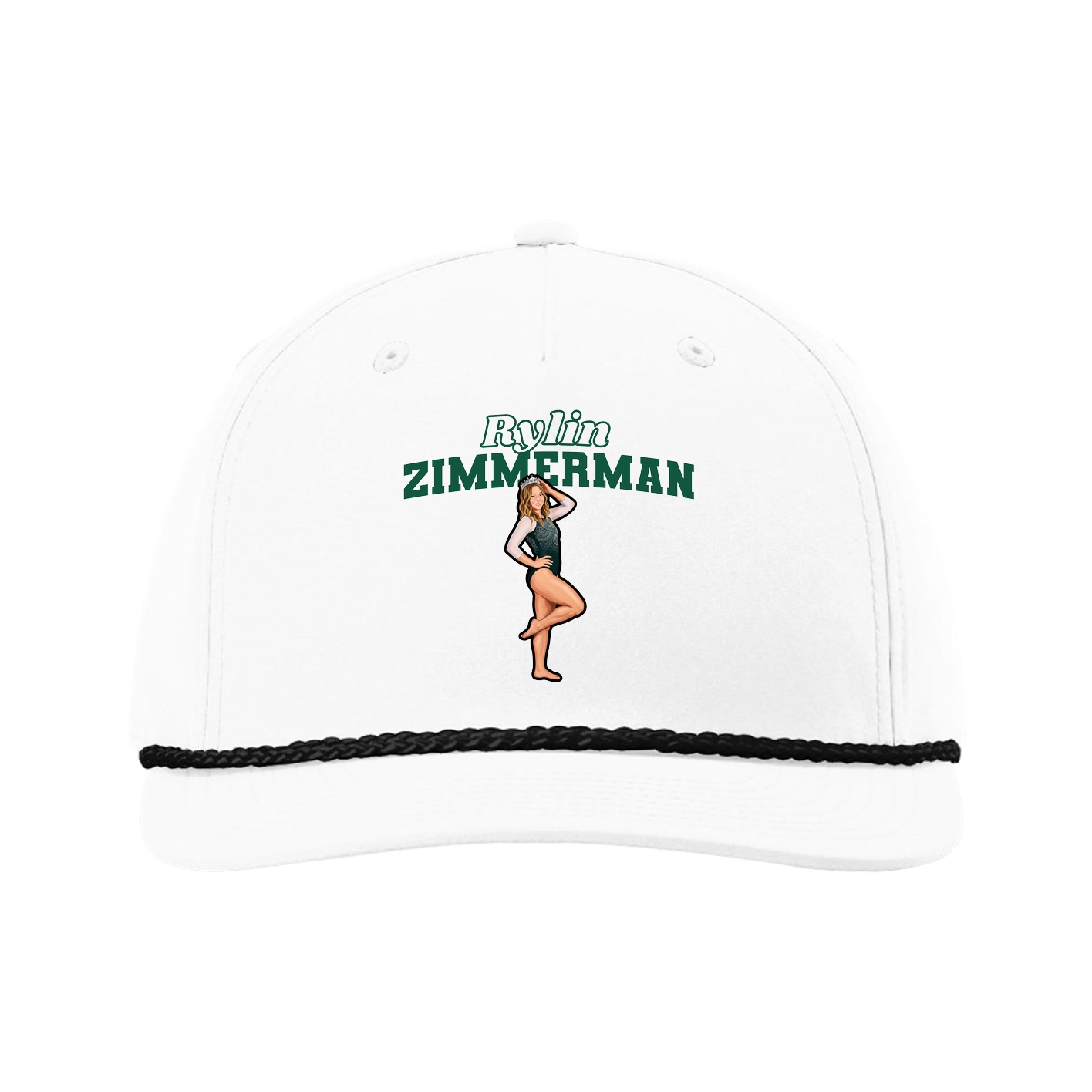 Five-Panel Classic Rope Cap — Name Arch in White
