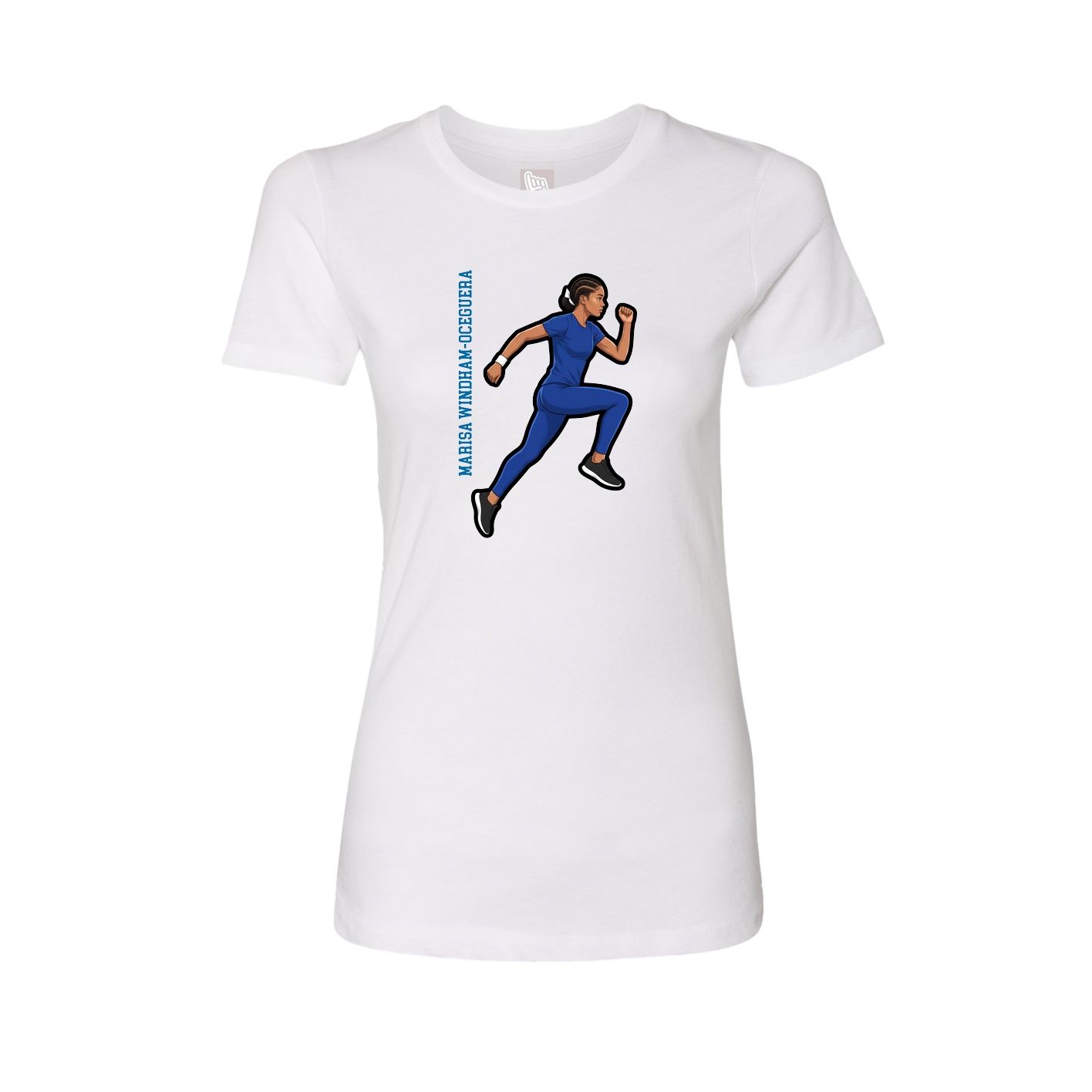 Fitted Women's Tee — Name Vertical in White