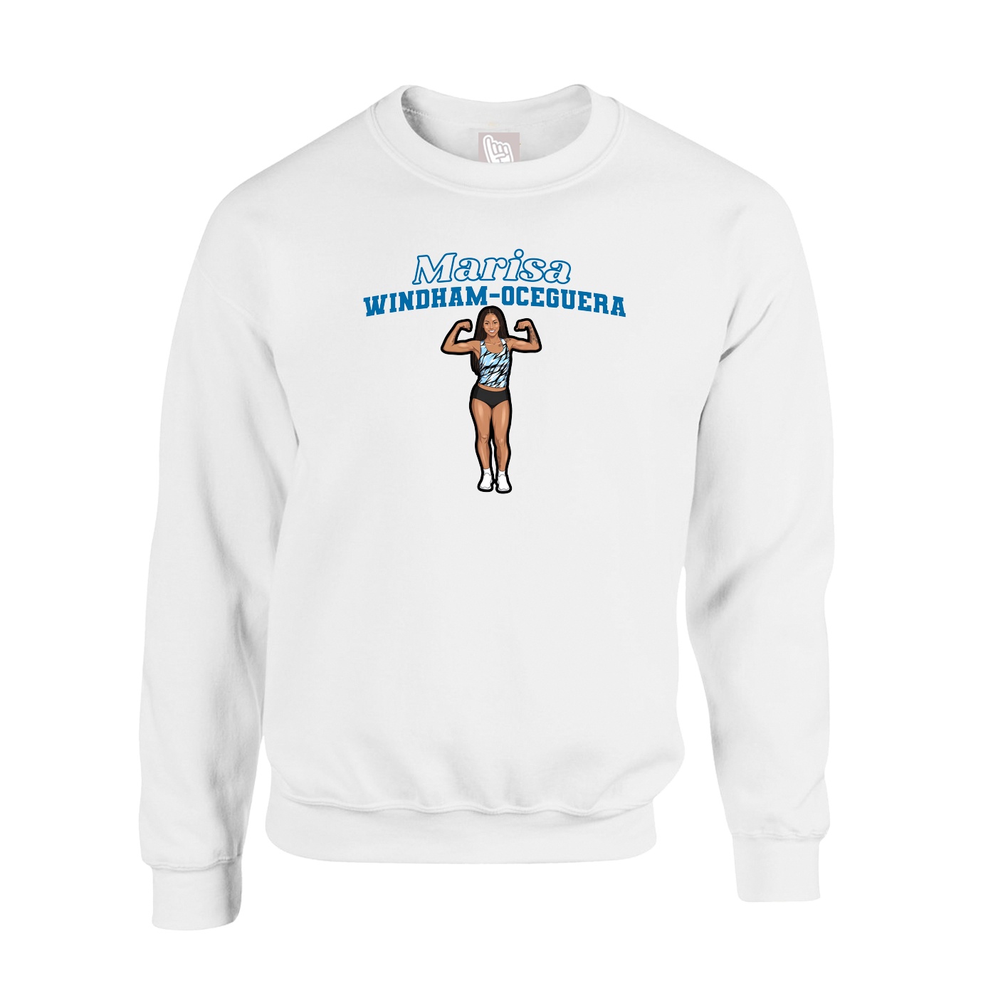 Fleece Crew — Name Arch in White