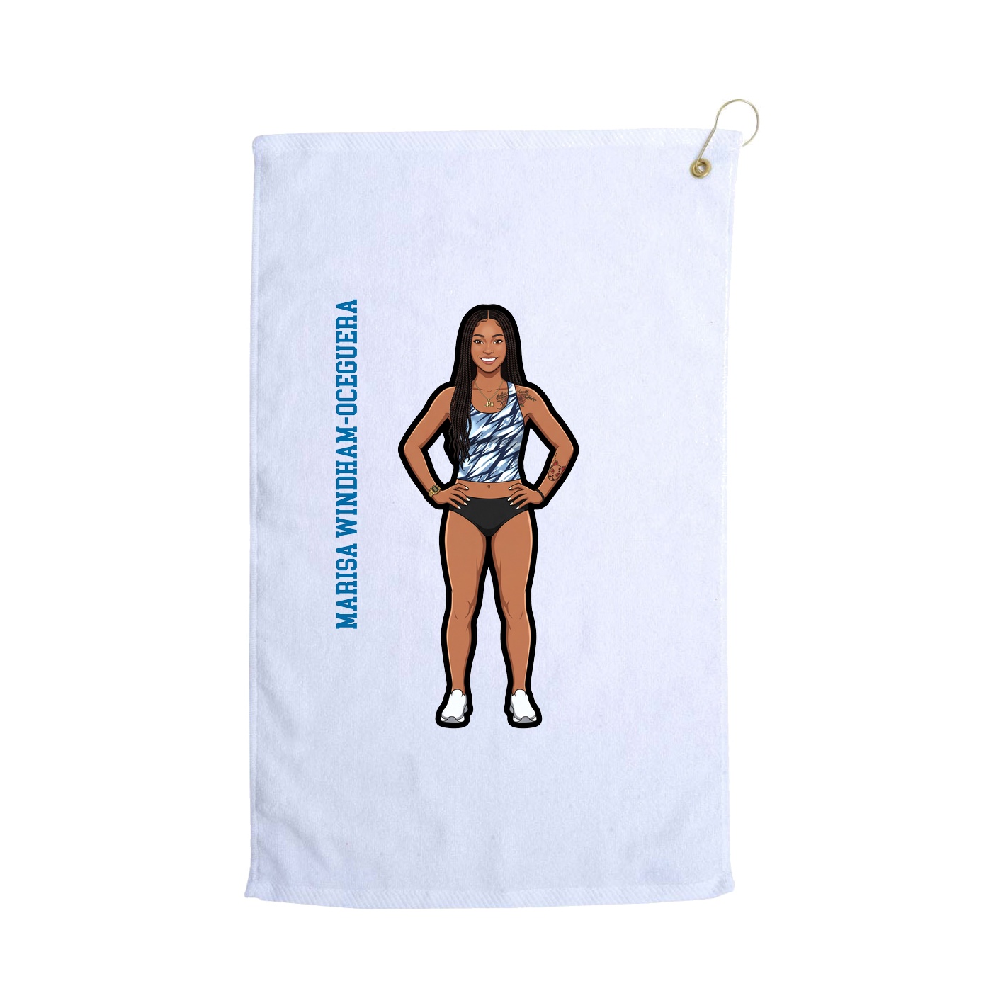 Golf Towel — Name Vertical in White
