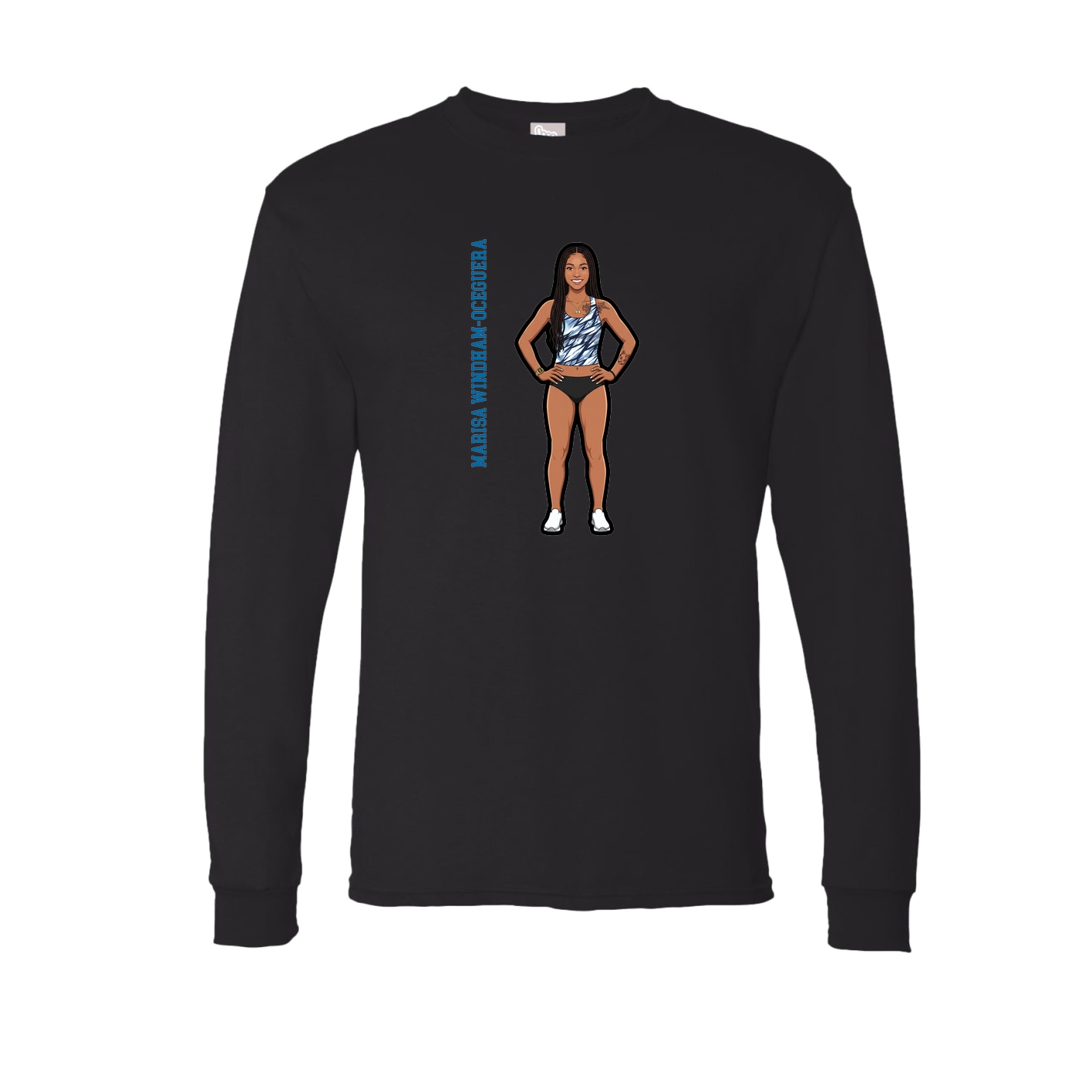 Long Sleeve Tee — Name Vertical in Black