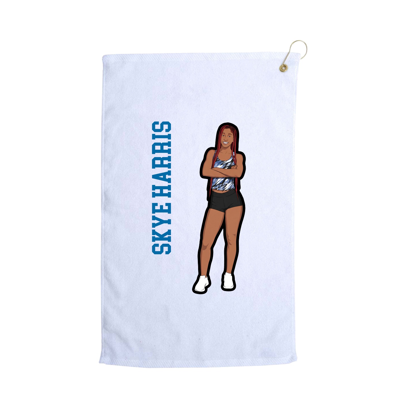 Golf Towel — Name Vertical in White