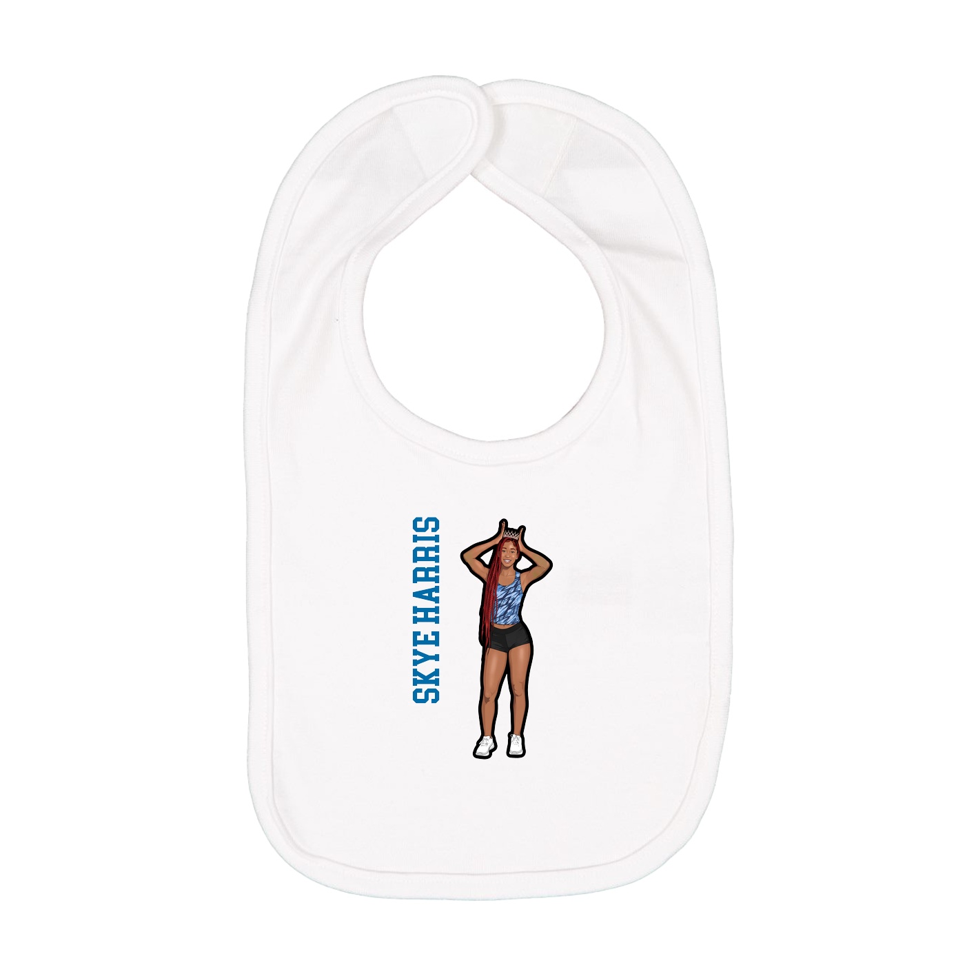 Infant Bib — Name Vertical in White