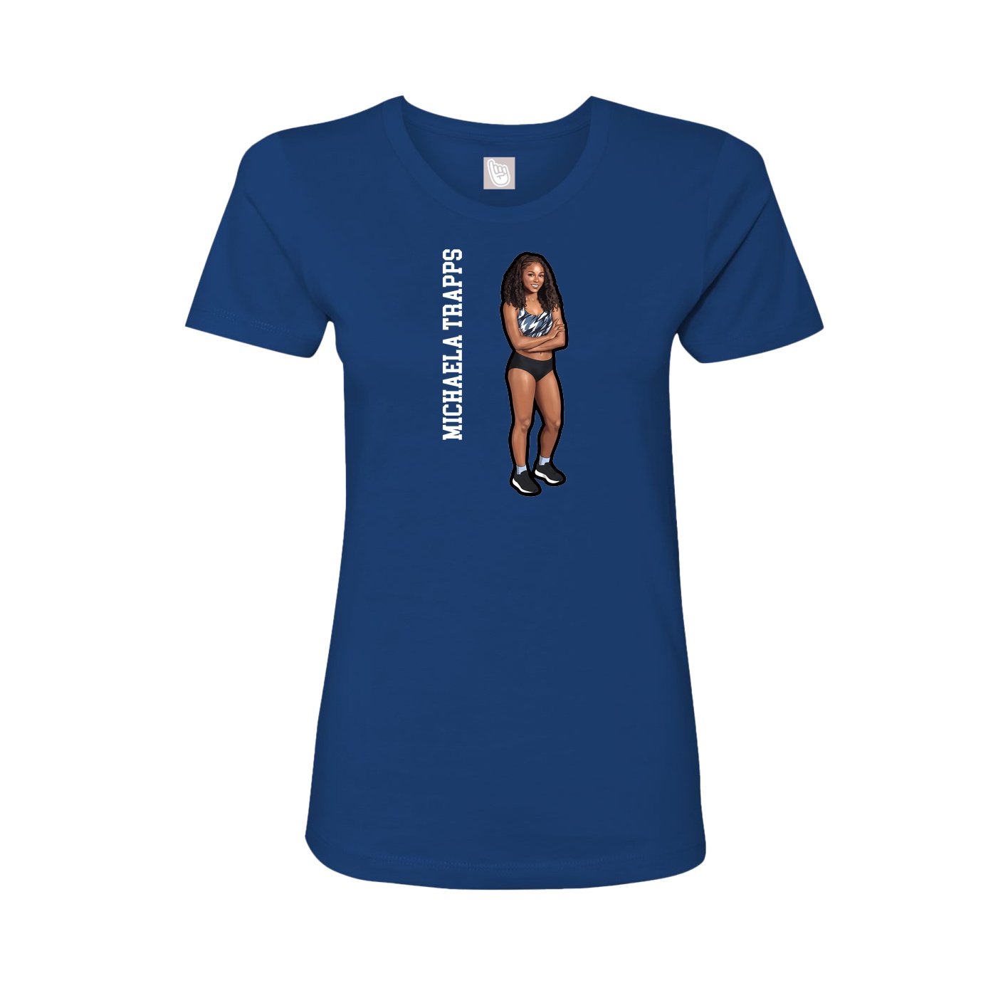 Fitted Women's Tee — Name Vertical in Royal
