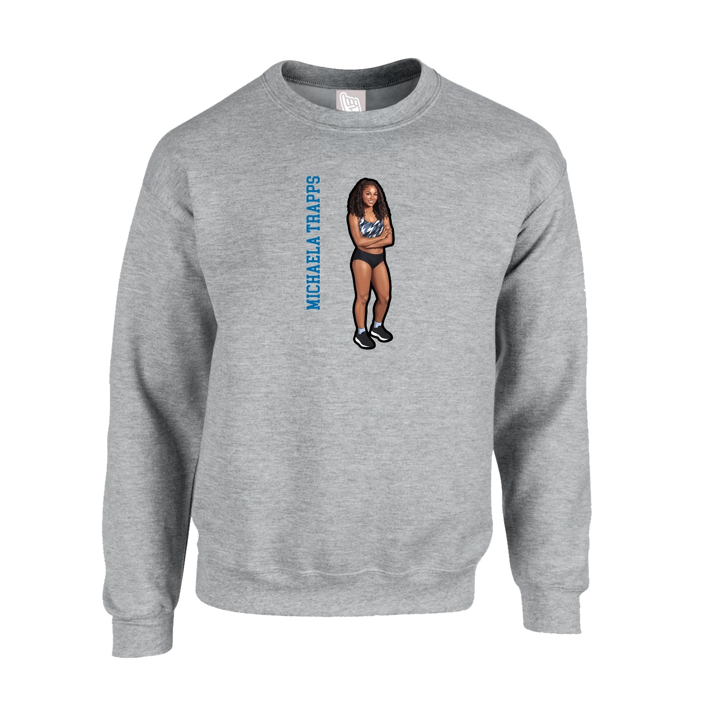 Fleece Crew — Name Vertical in Grey