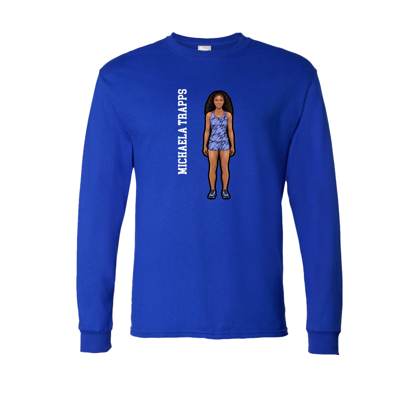 Long Sleeve Tee — Name Vertical in Royal