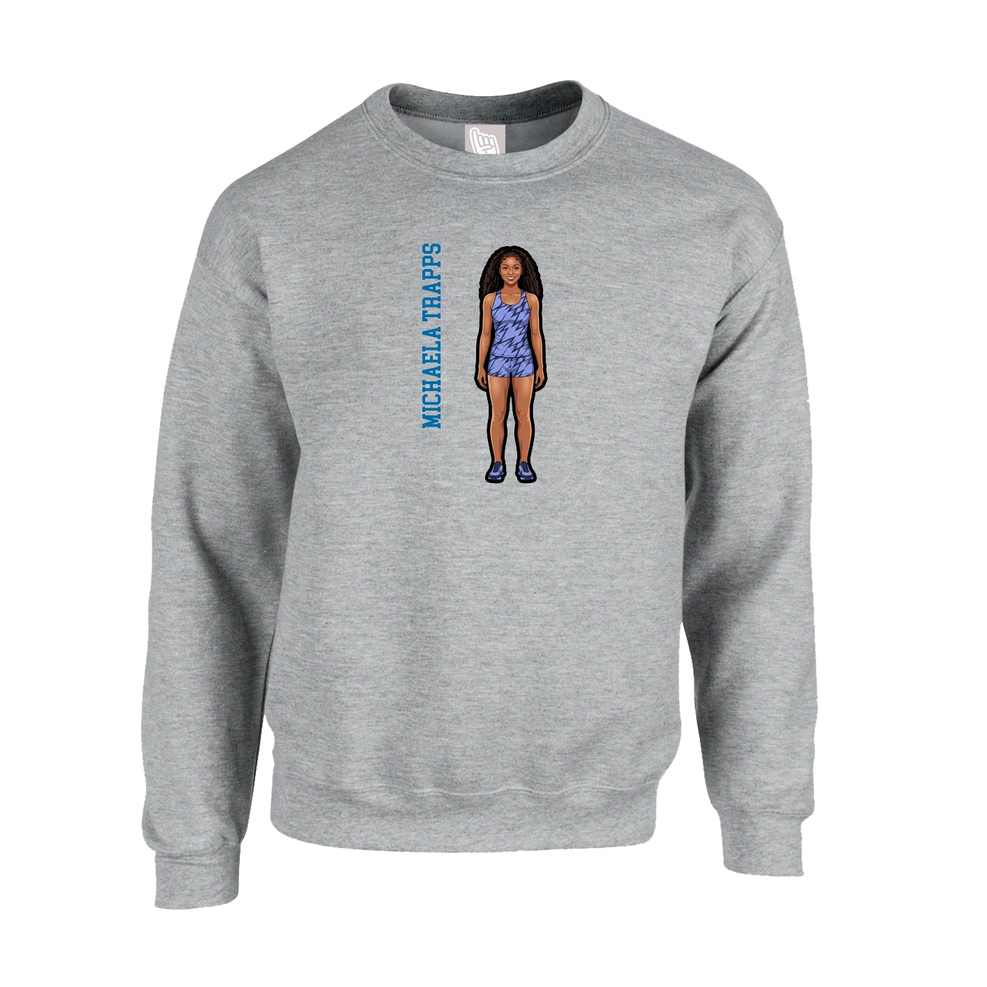 Fleece Crew — Name Vertical in Grey