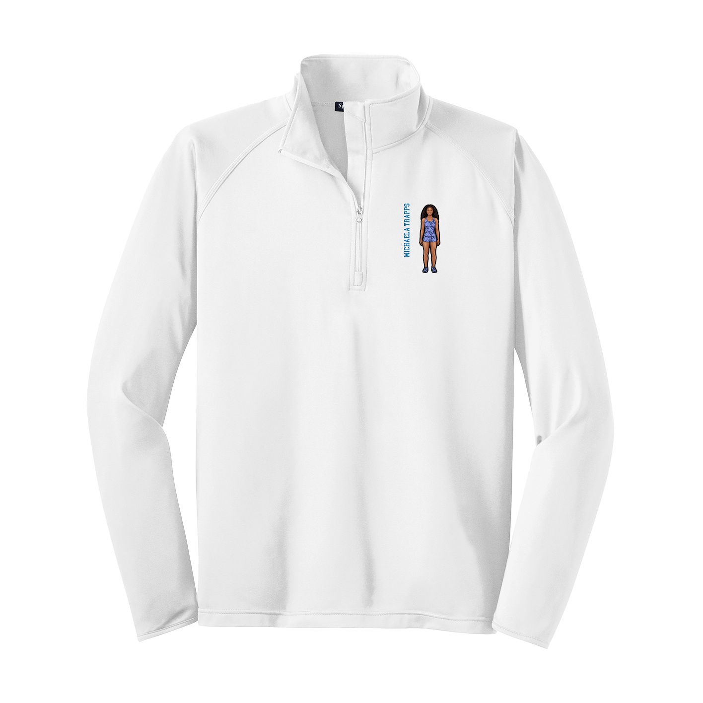 Q-Zip Pullover — Name Vertical in White