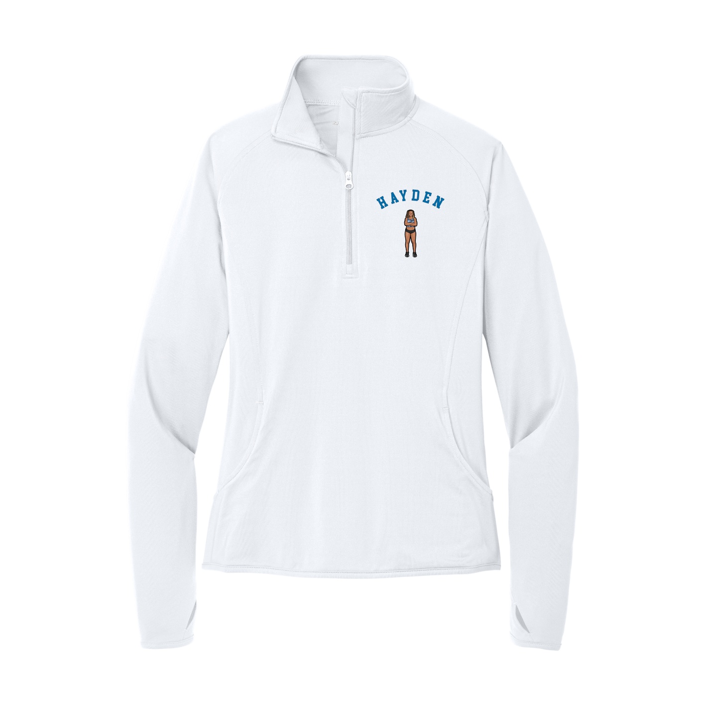 Women's Q-Zip Pullover — Shirsey Arch in White