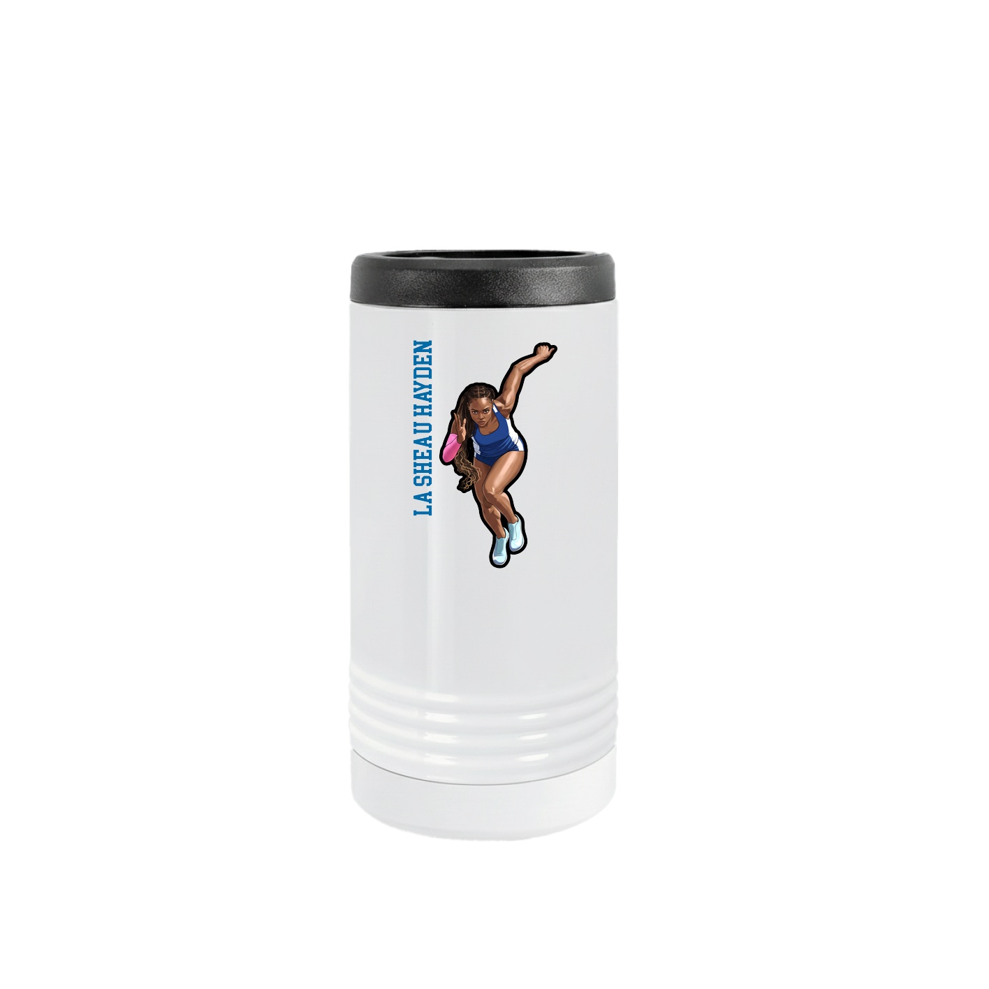 Slim Beverage Holder — Name Vertical in White
