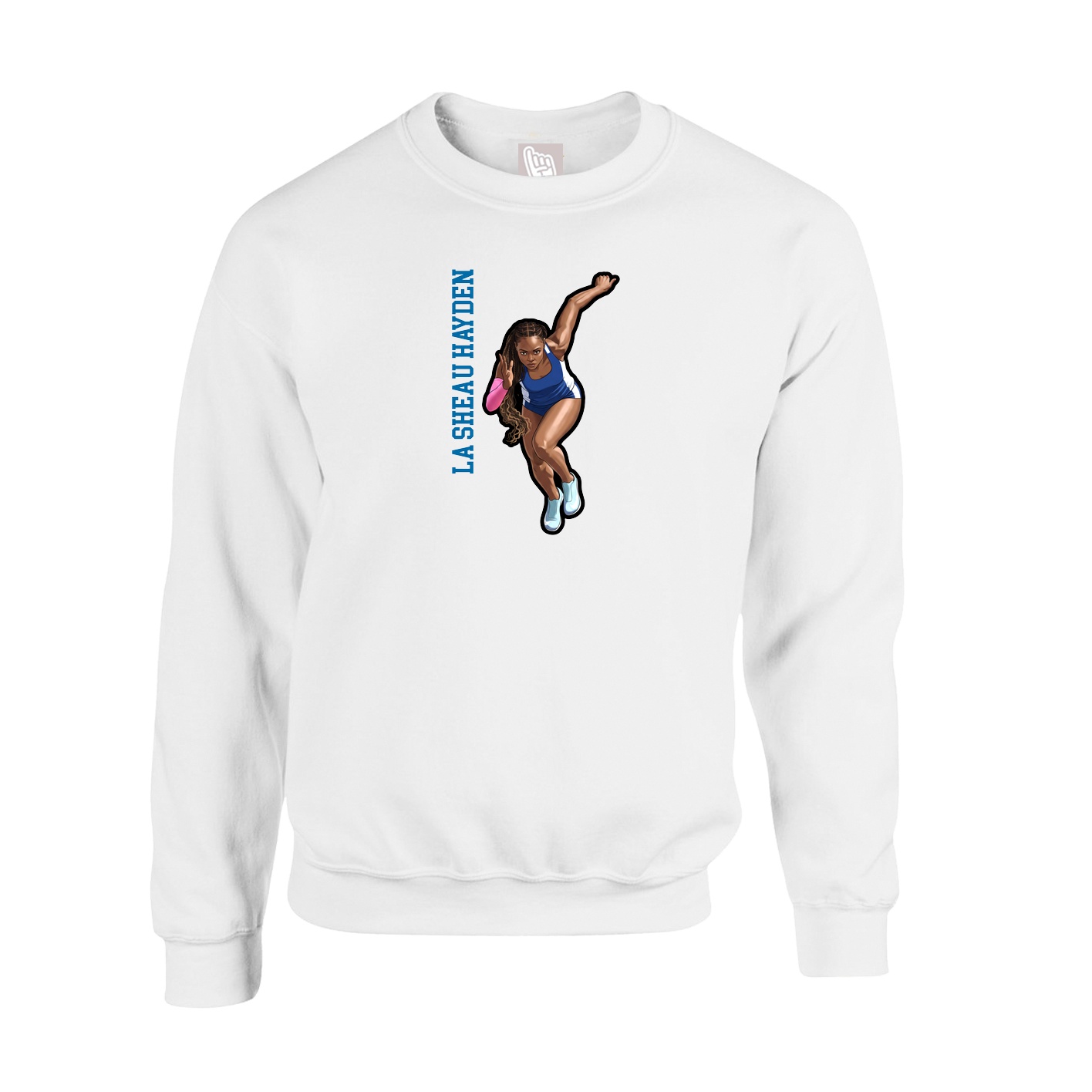 Fleece Crew — Name Vertical in White