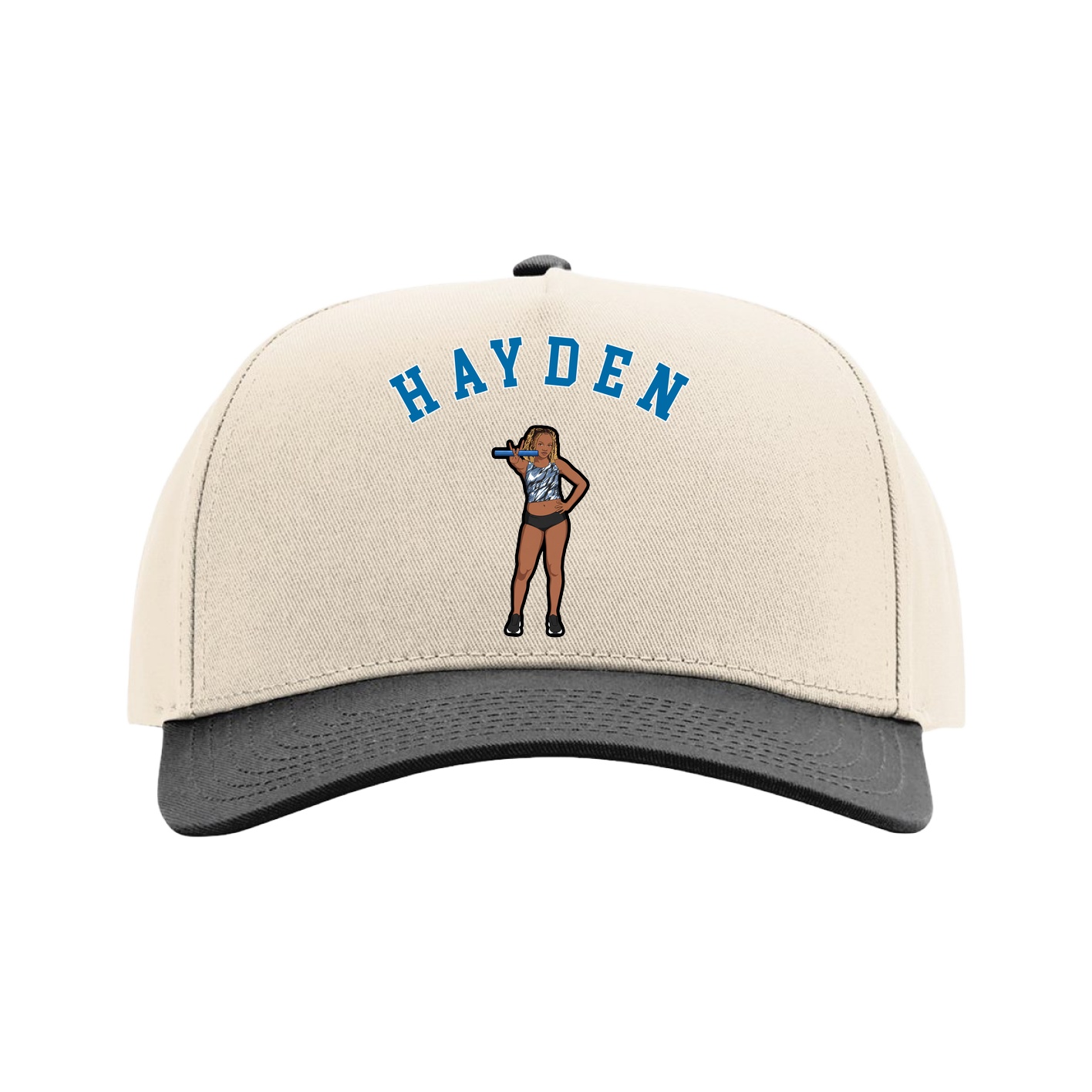 Full Fabric Five-Panel Champ Cap — Shirsey Arch in Cream/Black