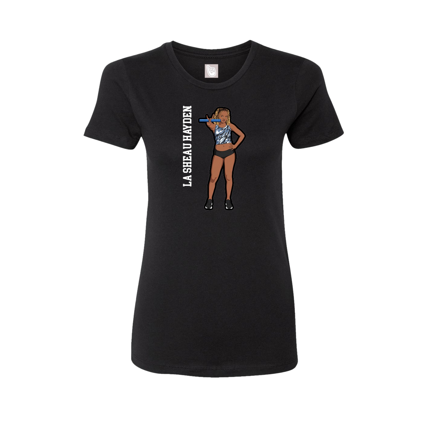 Womens Tee — Name Vertical in Black