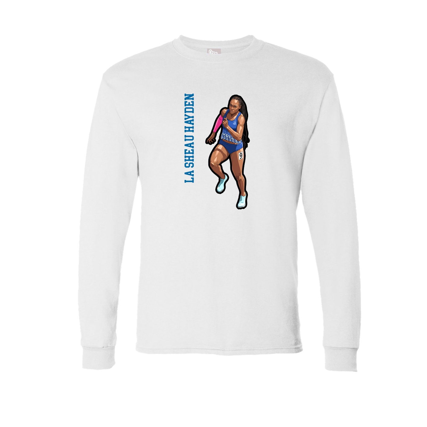 Long Sleeve Tee — Name Vertical in White