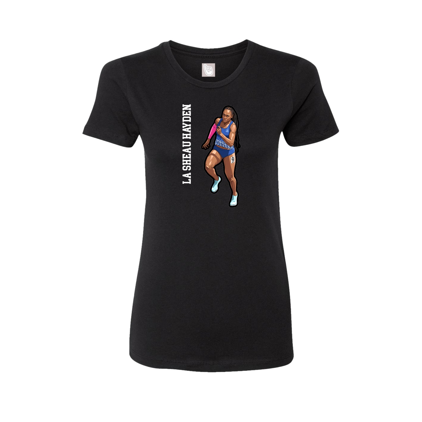 Womens Tee — Name Vertical in Black
