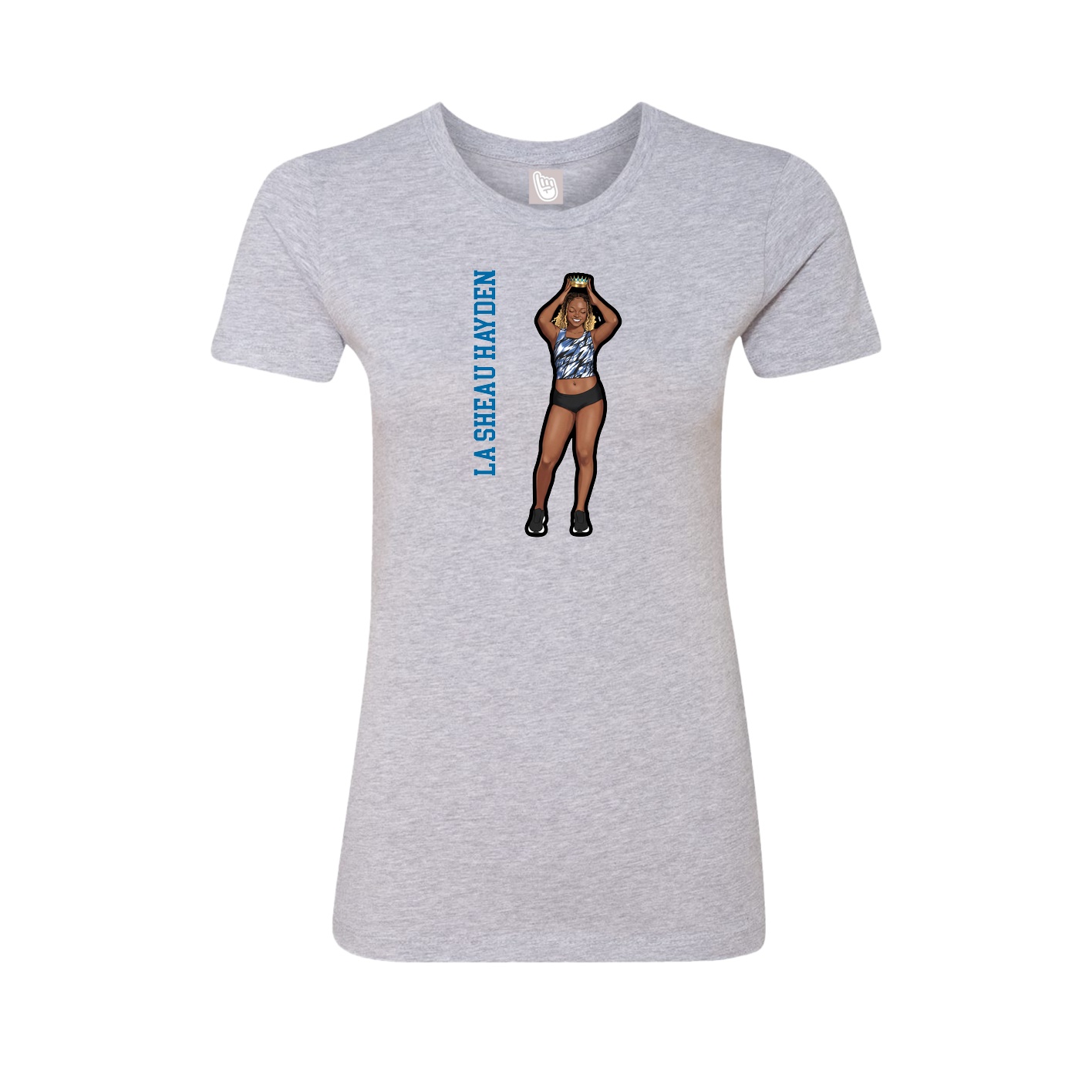 Womens Tee — Name Vertical in Grey