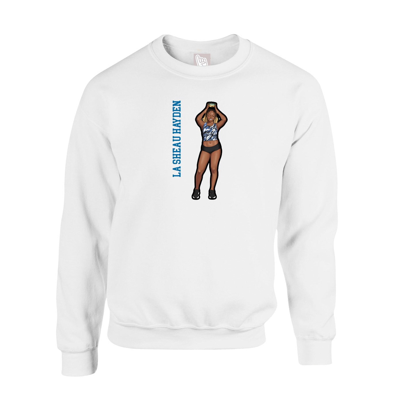 Fleece Crew — Name Vertical in White