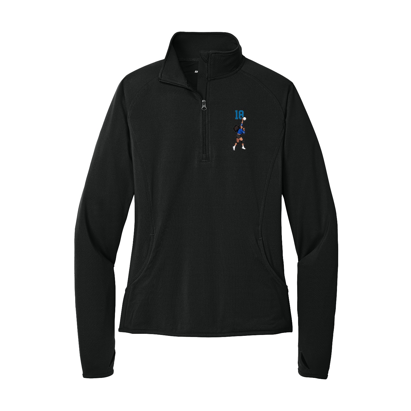 Women's Q-Zip Pullover — Number Top in Black