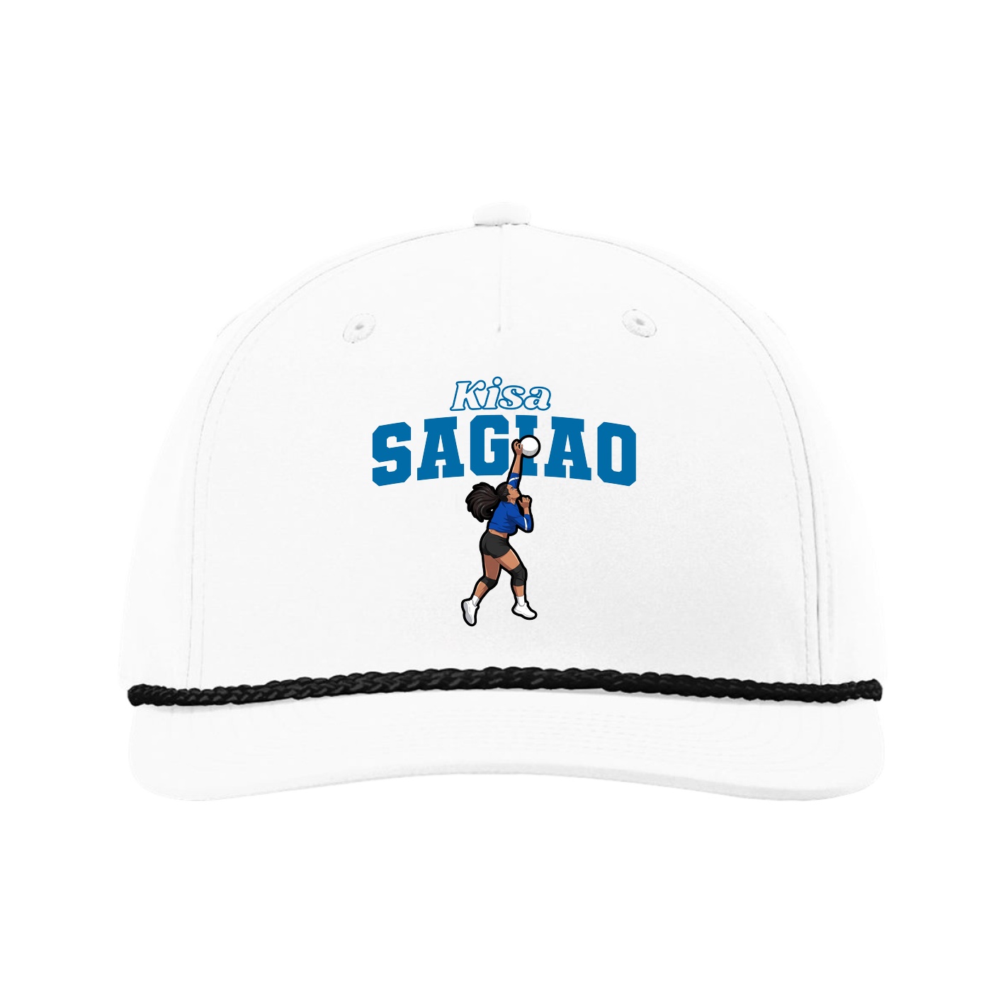 Five-Panel Classic Rope Cap — Name Arch in White