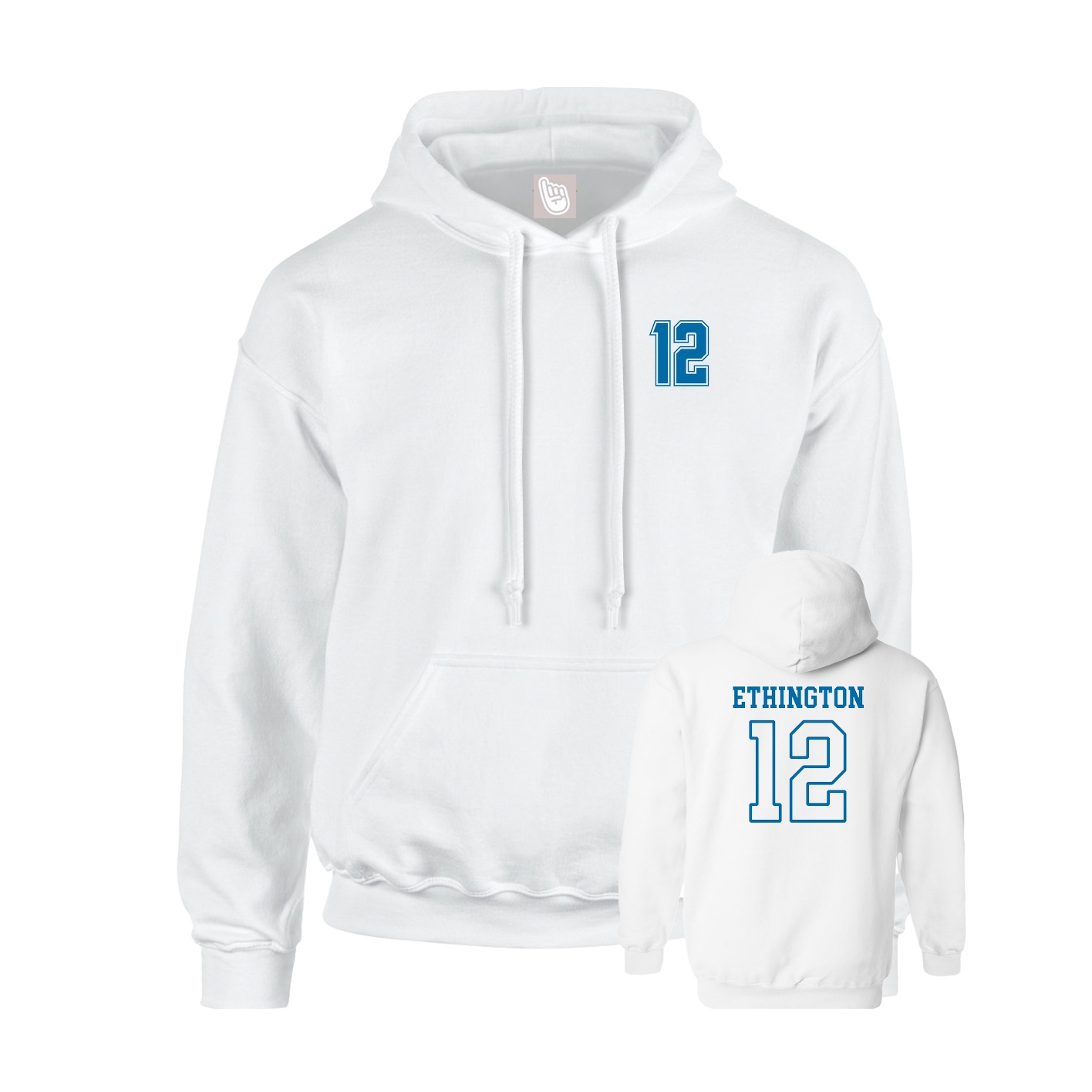 Youth Hoodie — Chest Back in White
