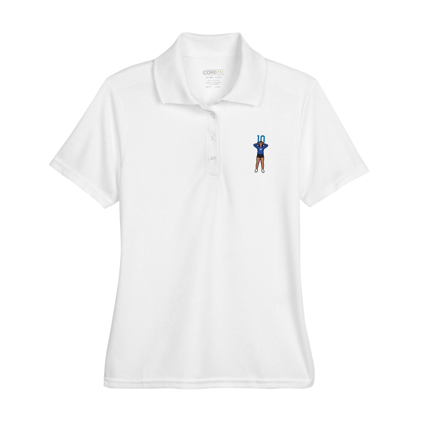 Womens Performance Polo — Number Top in White