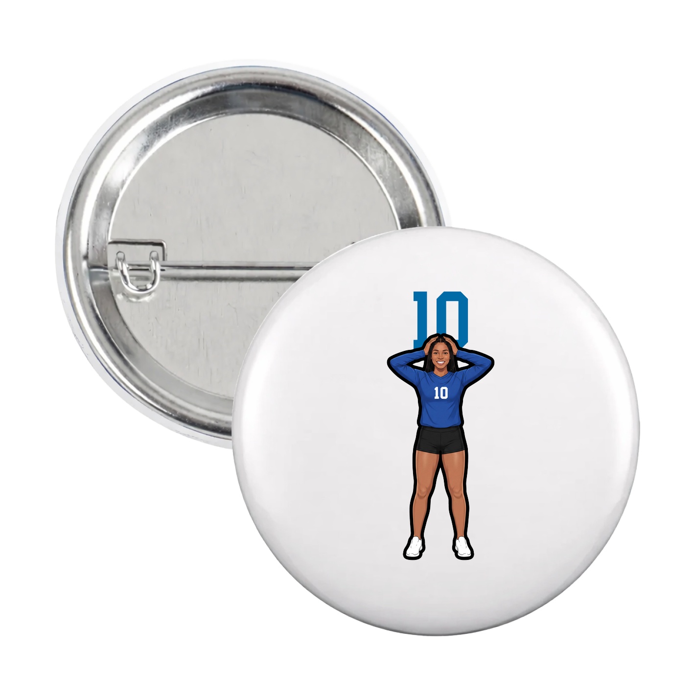 Game Day Button — Number Top in White