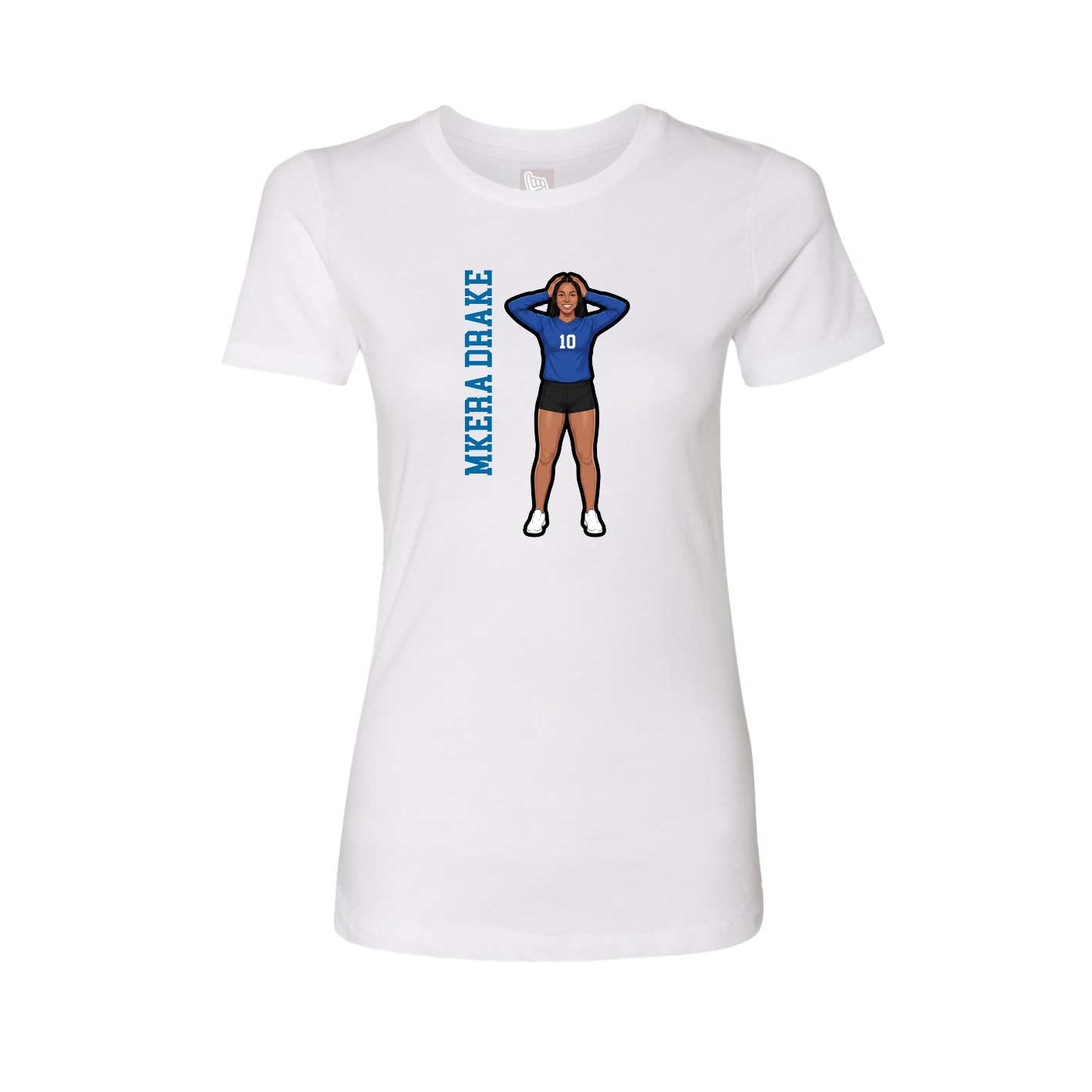 Fitted Women's Tee — Name Vertical in White