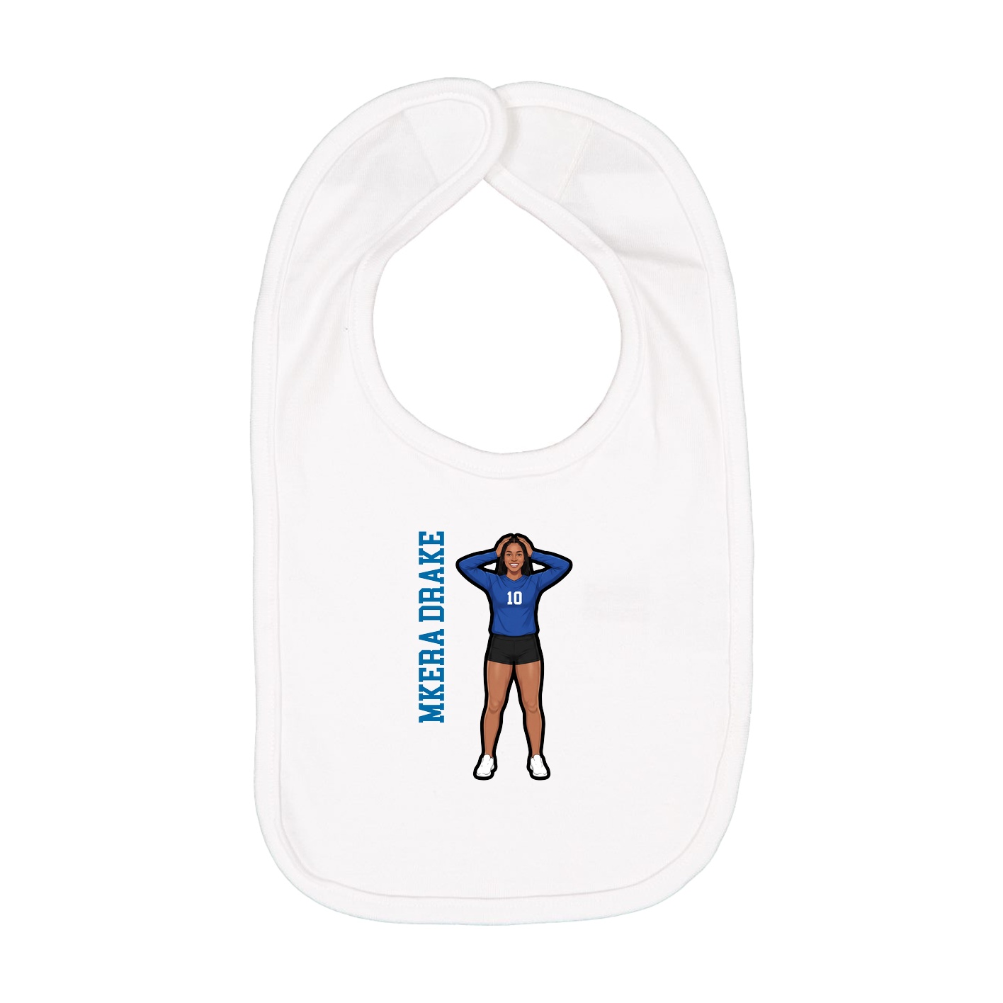 Infant Bib — Name Vertical in White
