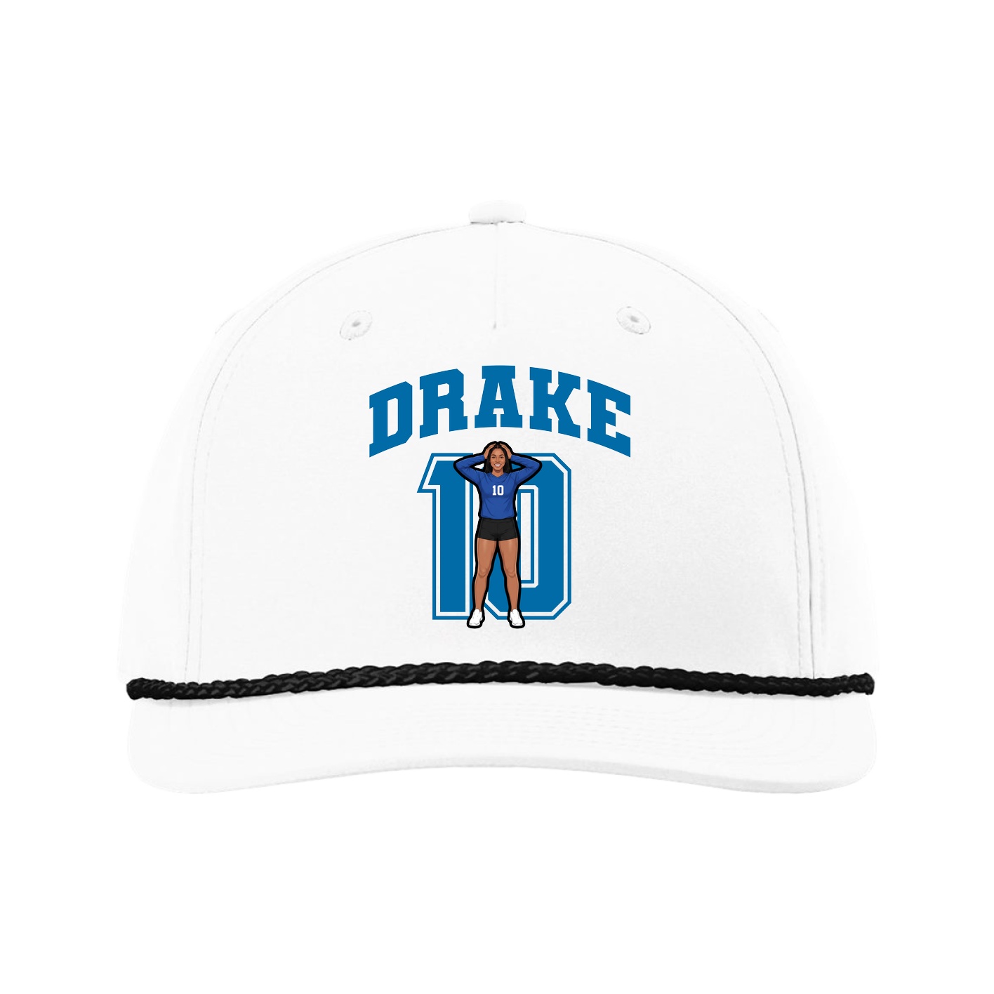 Five-Panel Classic Rope Cap — Number in White