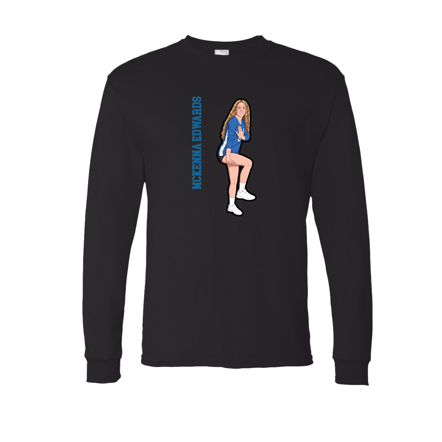 Long Sleeve Tee — Name Vertical in Black