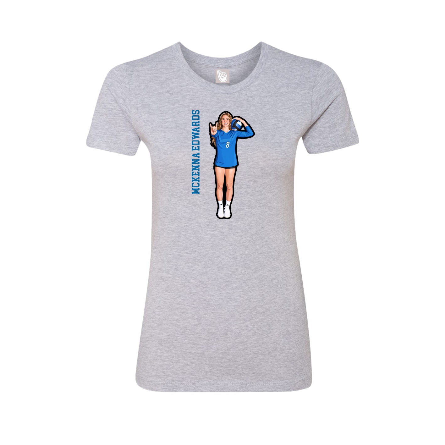 Fitted Women's Tee — Name Vertical in Grey