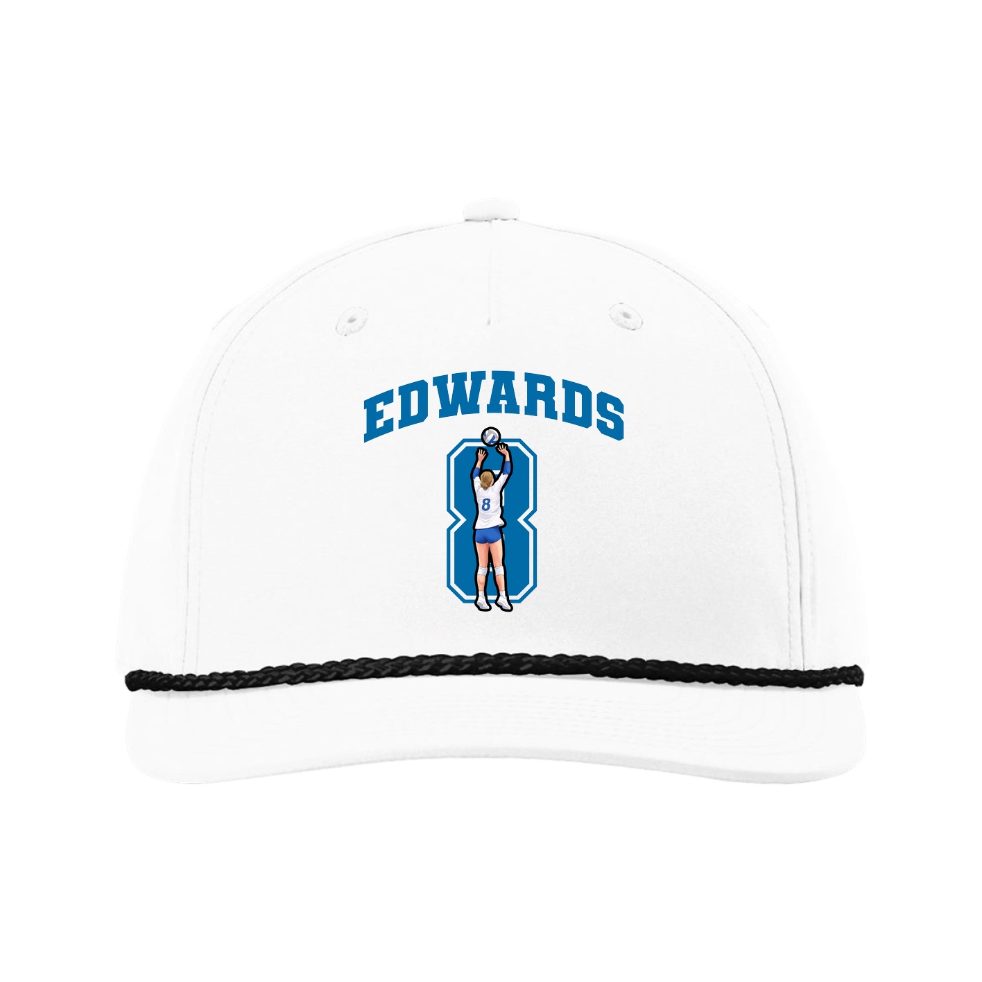 Five-Panel Classic Rope Cap — Number in White