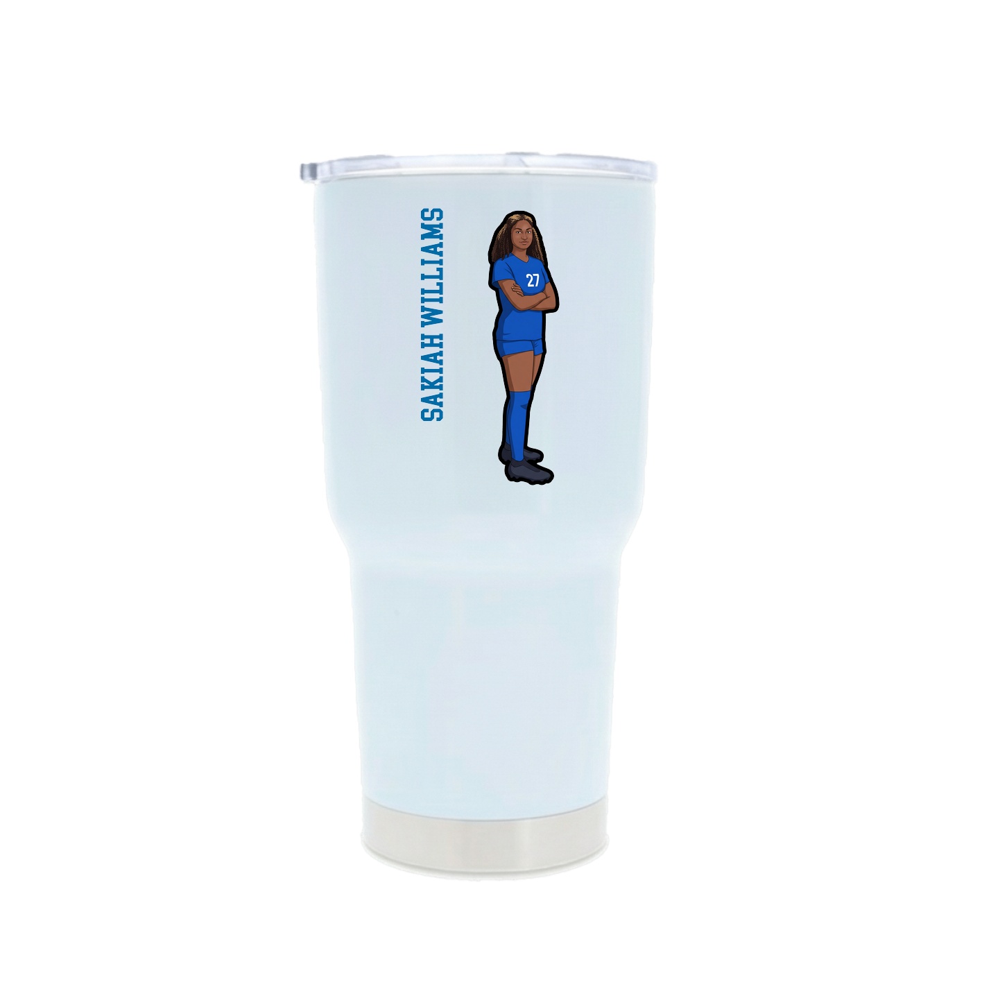 30oz Stainless Steel Tumbler — Name Vertical in White