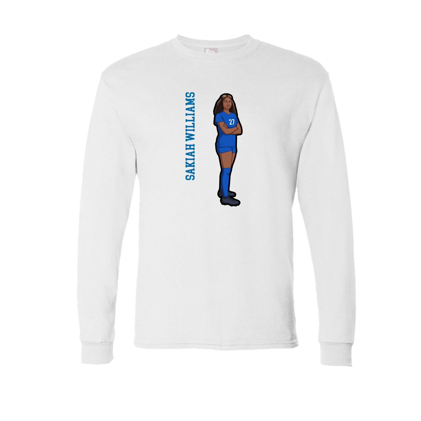 Long Sleeve Tee — Name Vertical in White