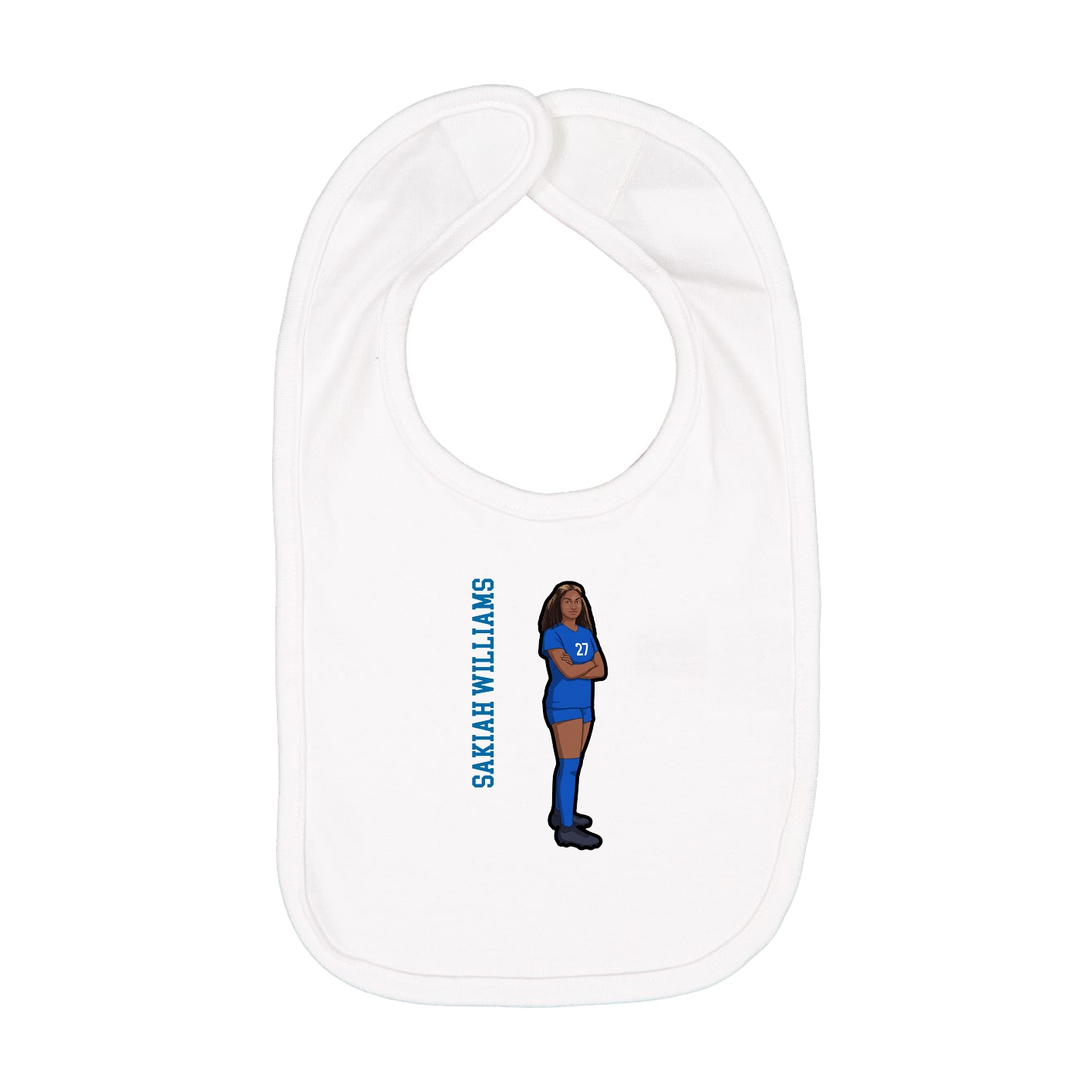Infant Bib — Name Vertical in White