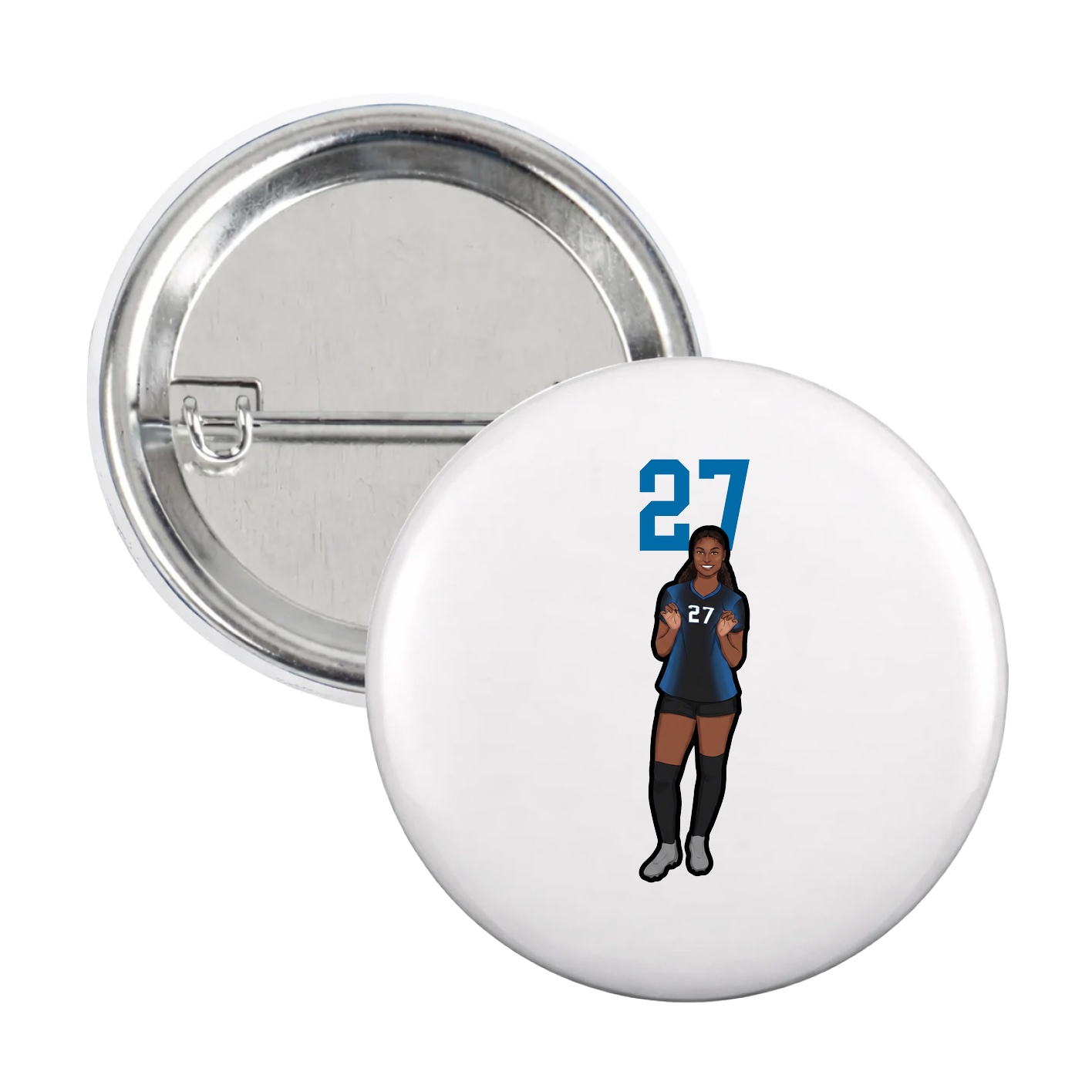 Game Day Button — Number Top in White