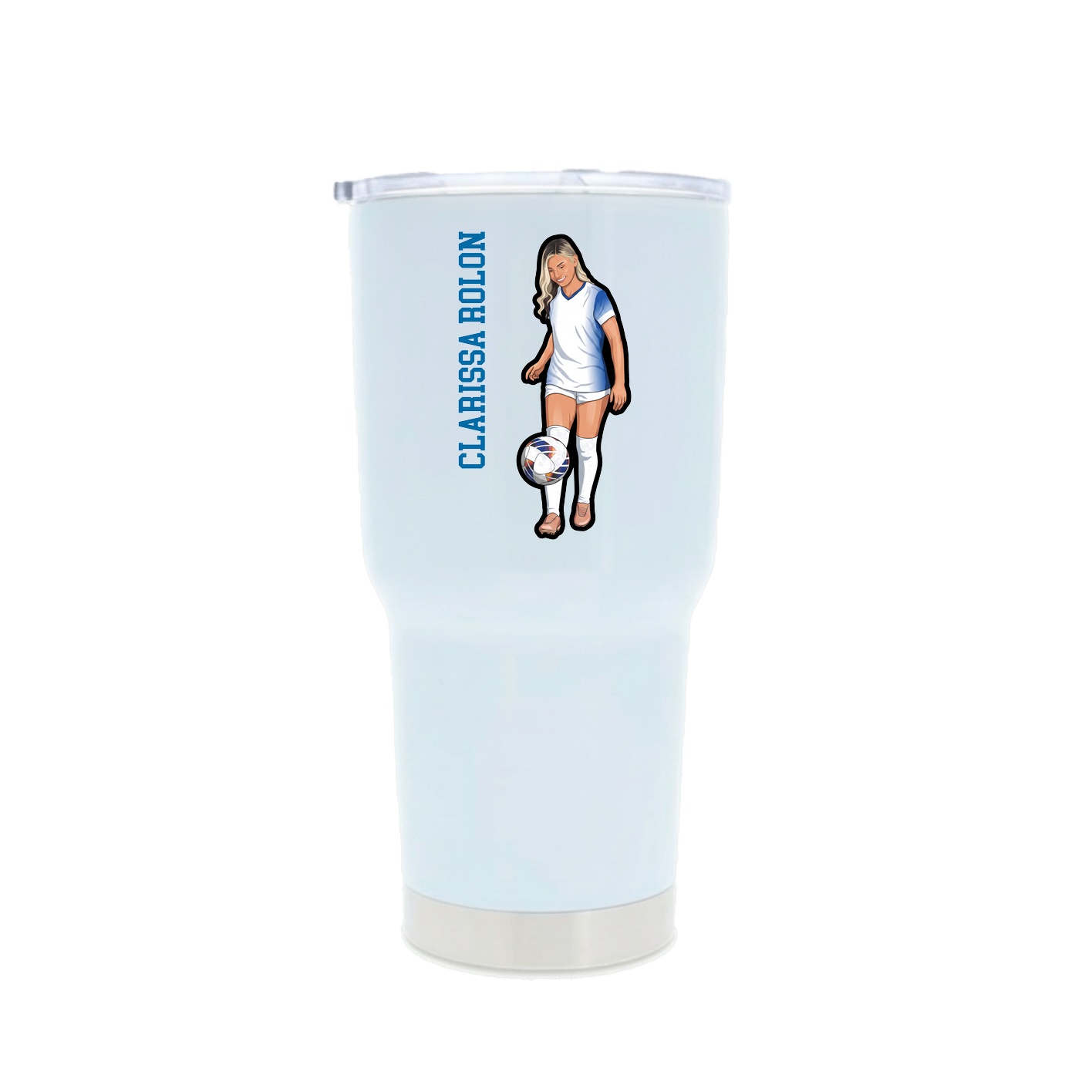 30oz Stainless Steel Tumbler — Name Vertical in White